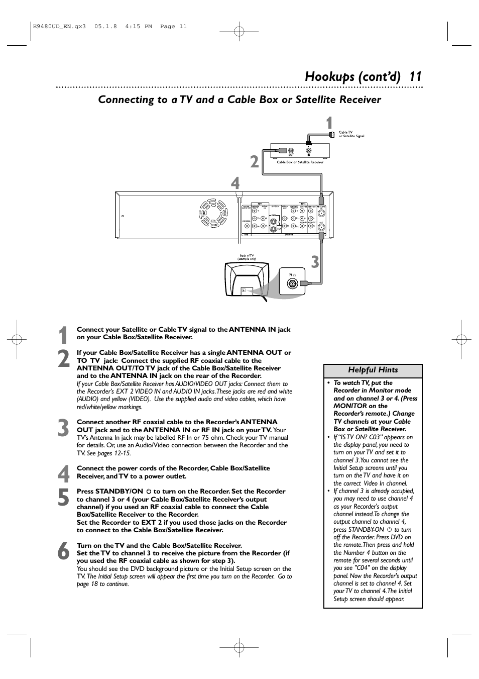 Hookups (cont’d) 11 | Philips DVDR600VR-37B User Manual | Page 11 / 88