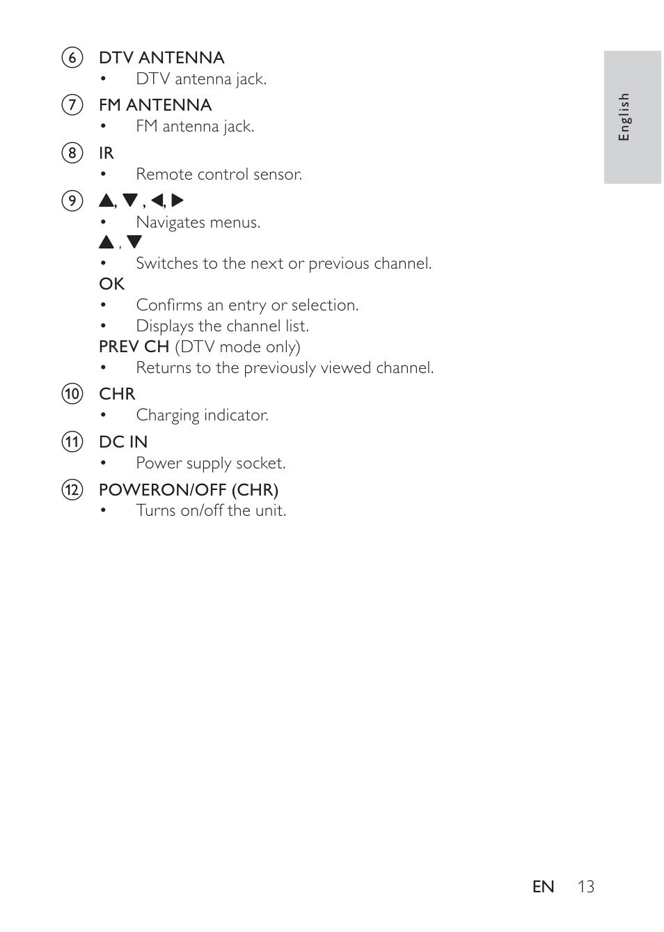 Philips Portable TV PT902 22.9 cm 9" LCD 3hr playtime DTV User Manual | Page 13 / 31