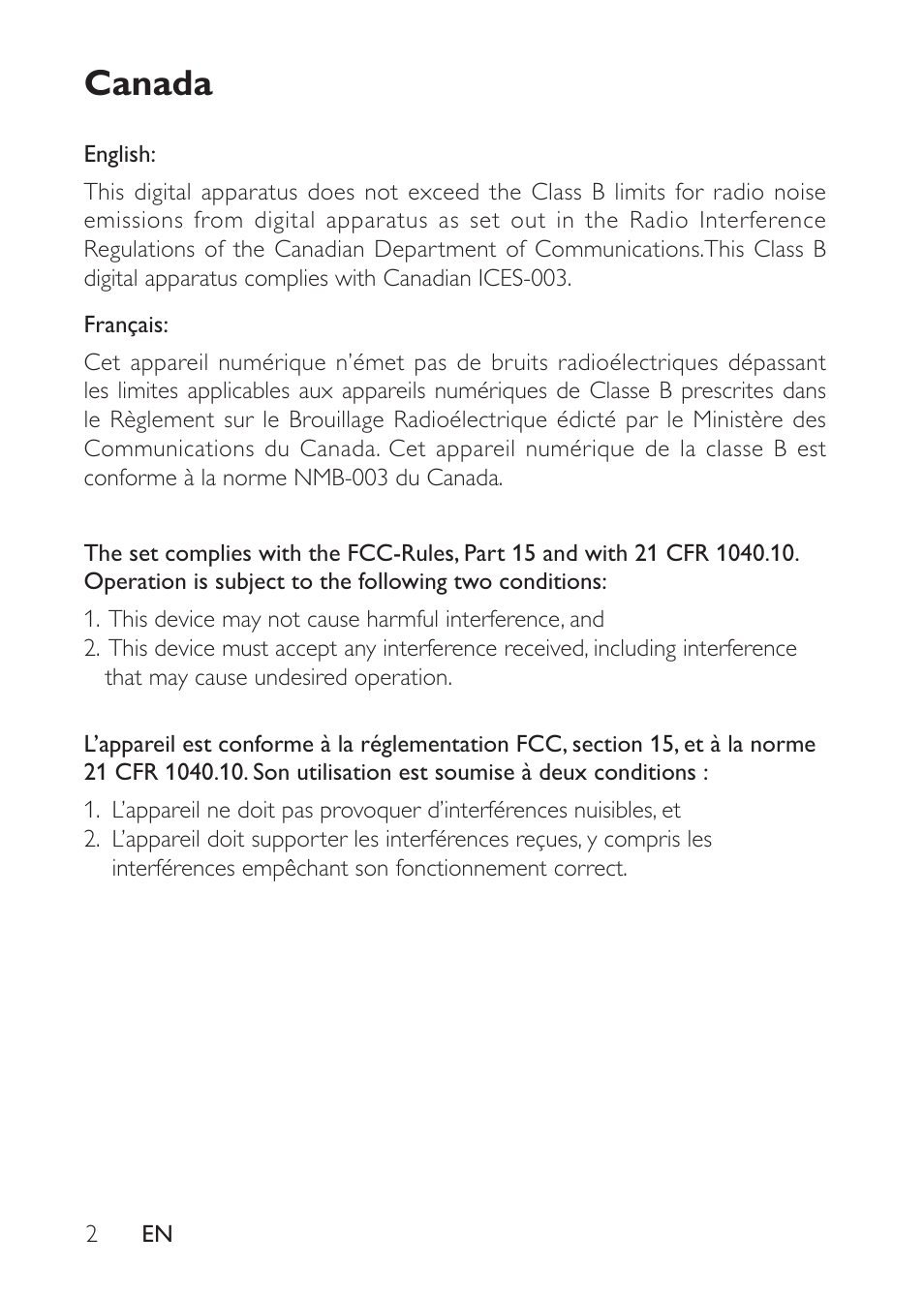 Canada | Philips Portable TV PT902 22.9 cm 9" LCD 3hr playtime DTV User Manual | Page 2 / 31