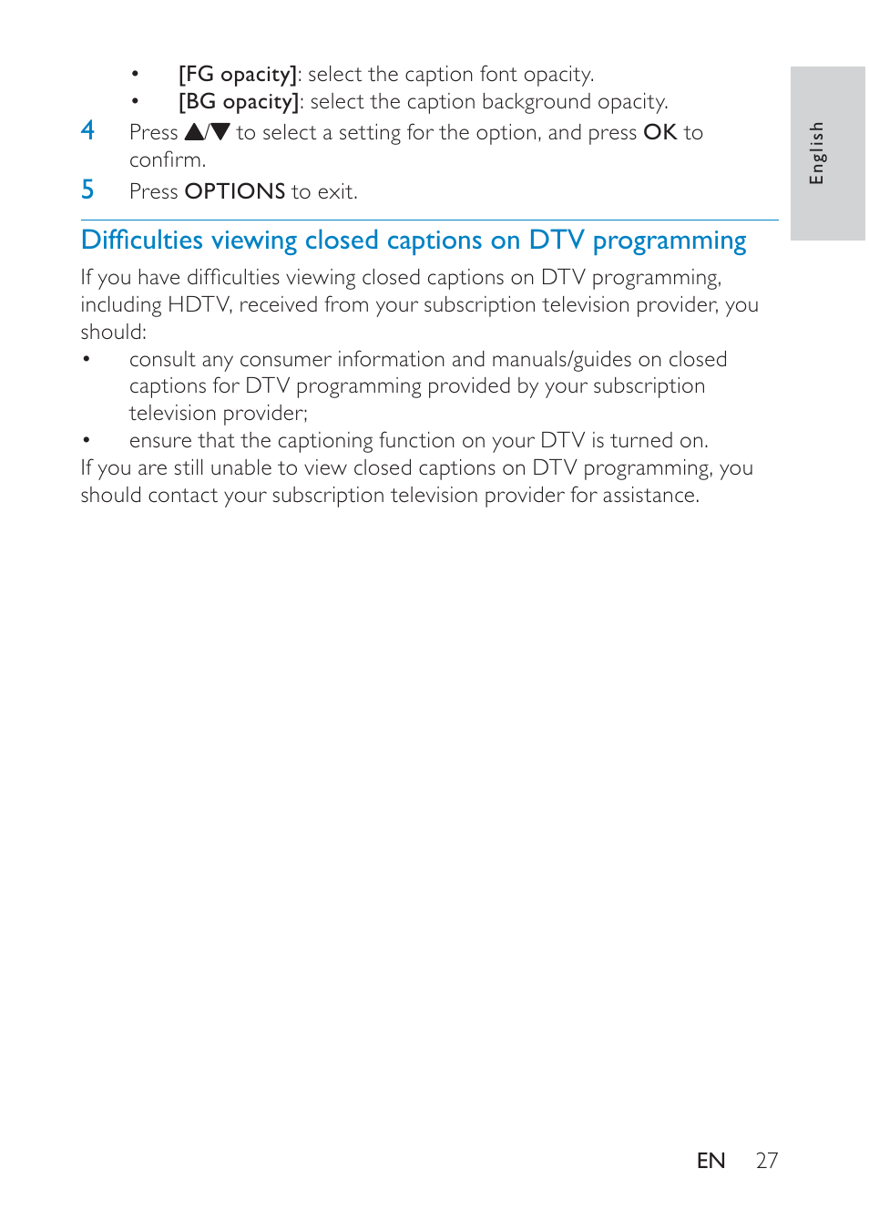 Philips Portable TV PT902 22.9 cm 9" LCD 3hr playtime DTV User Manual | Page 27 / 31