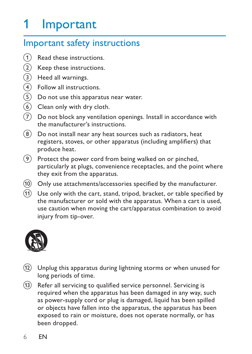 1 important | Philips Portable TV PT902 22.9 cm 9" LCD 3hr playtime DTV User Manual | Page 6 / 31