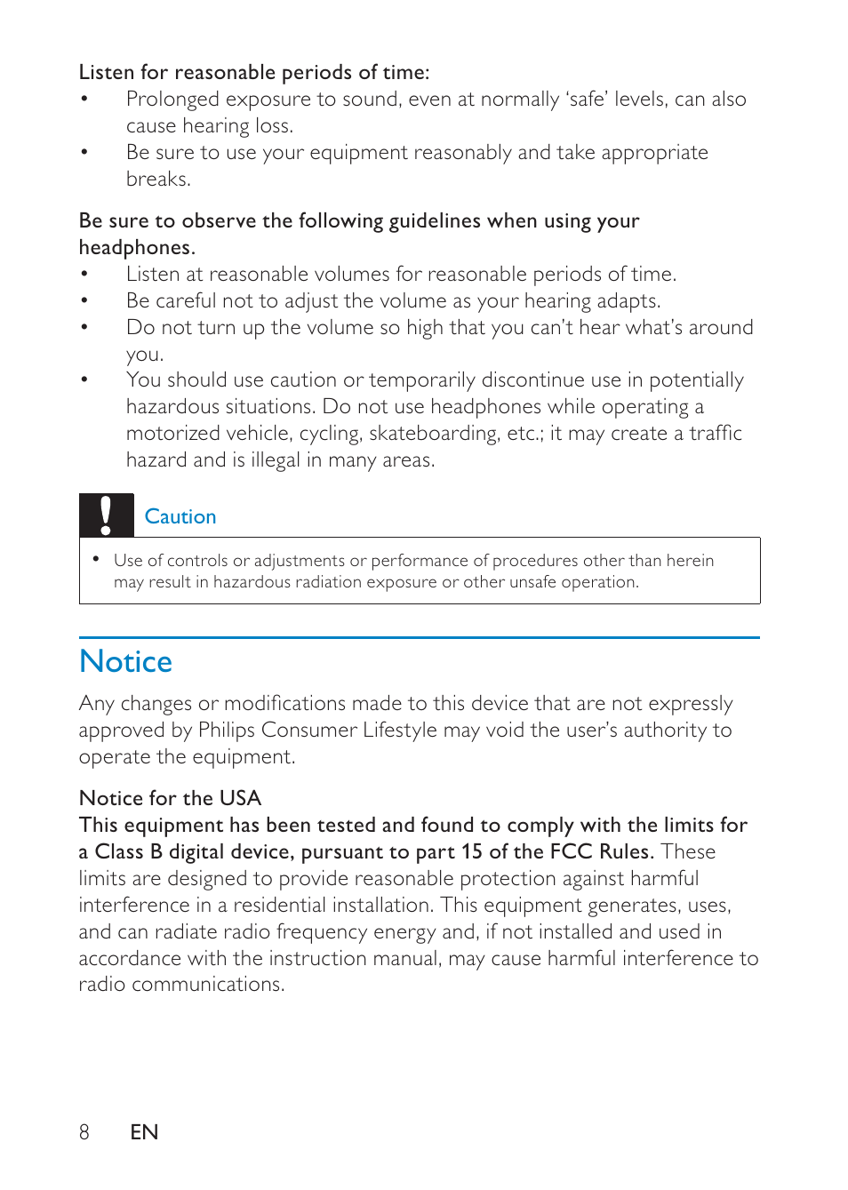 Notice | Philips Portable TV PT902 22.9 cm 9" LCD 3hr playtime DTV User Manual | Page 8 / 31