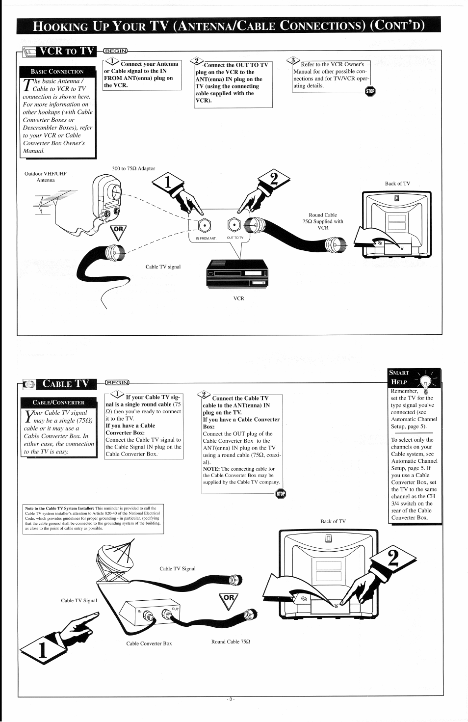 Ooking, Ntenna, Able | Onnections | Philips 19SV07B User Manual | Page 5 / 16