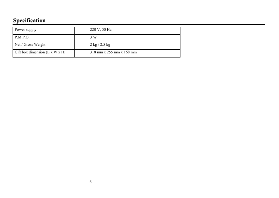 Specification | Hyundai H-1402 User Manual | Page 7 / 13