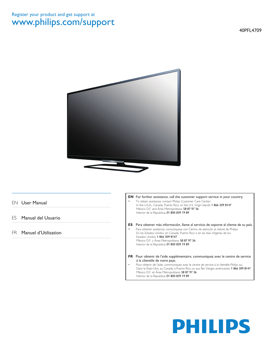 Philips 40PFL4709-F7 User Manual | 39 pages