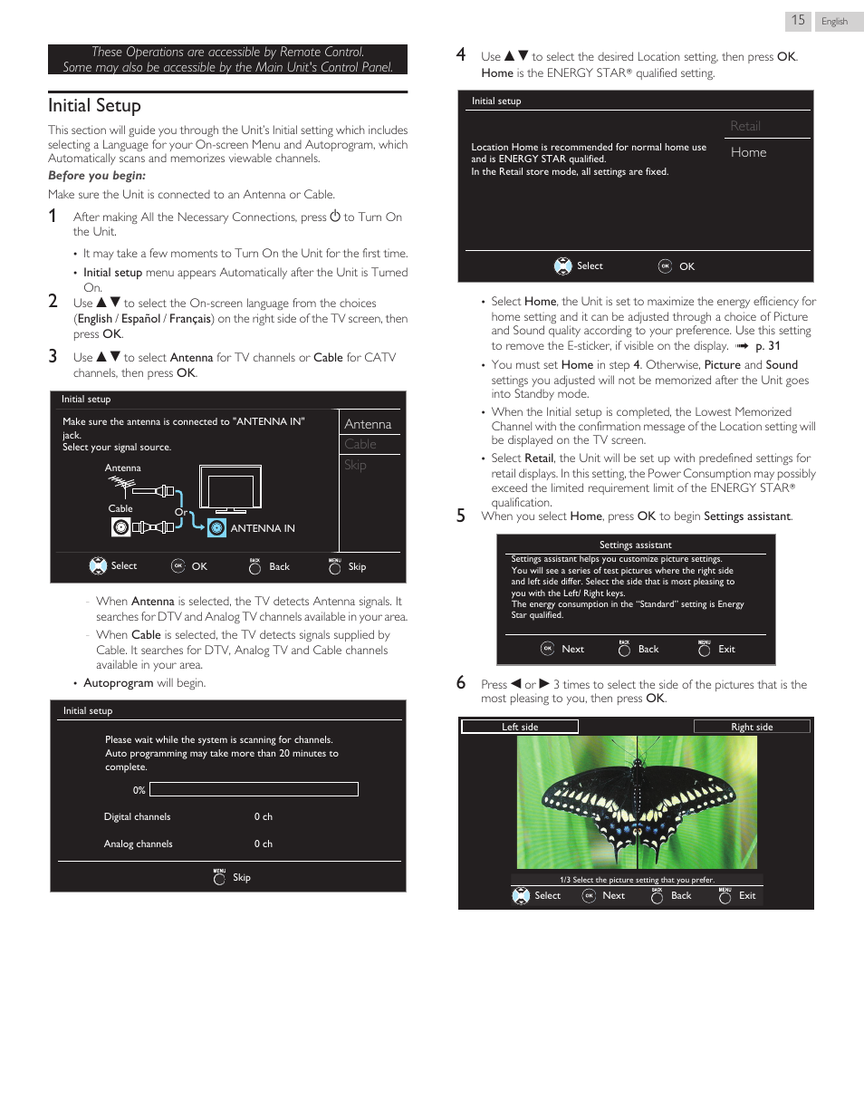 Initial setup | Philips 40PFL4709-F7 User Manual | Page 15 / 39