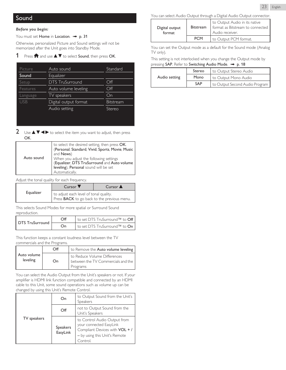 Sound, L p. 23 | Philips 40PFL4709-F7 User Manual | Page 23 / 39