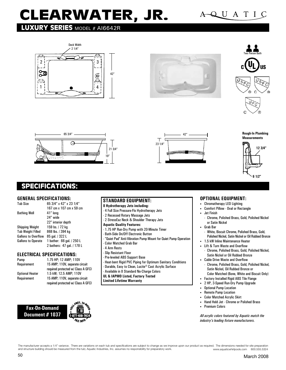 Aquatic CLEARWATER User Manual | 1 page