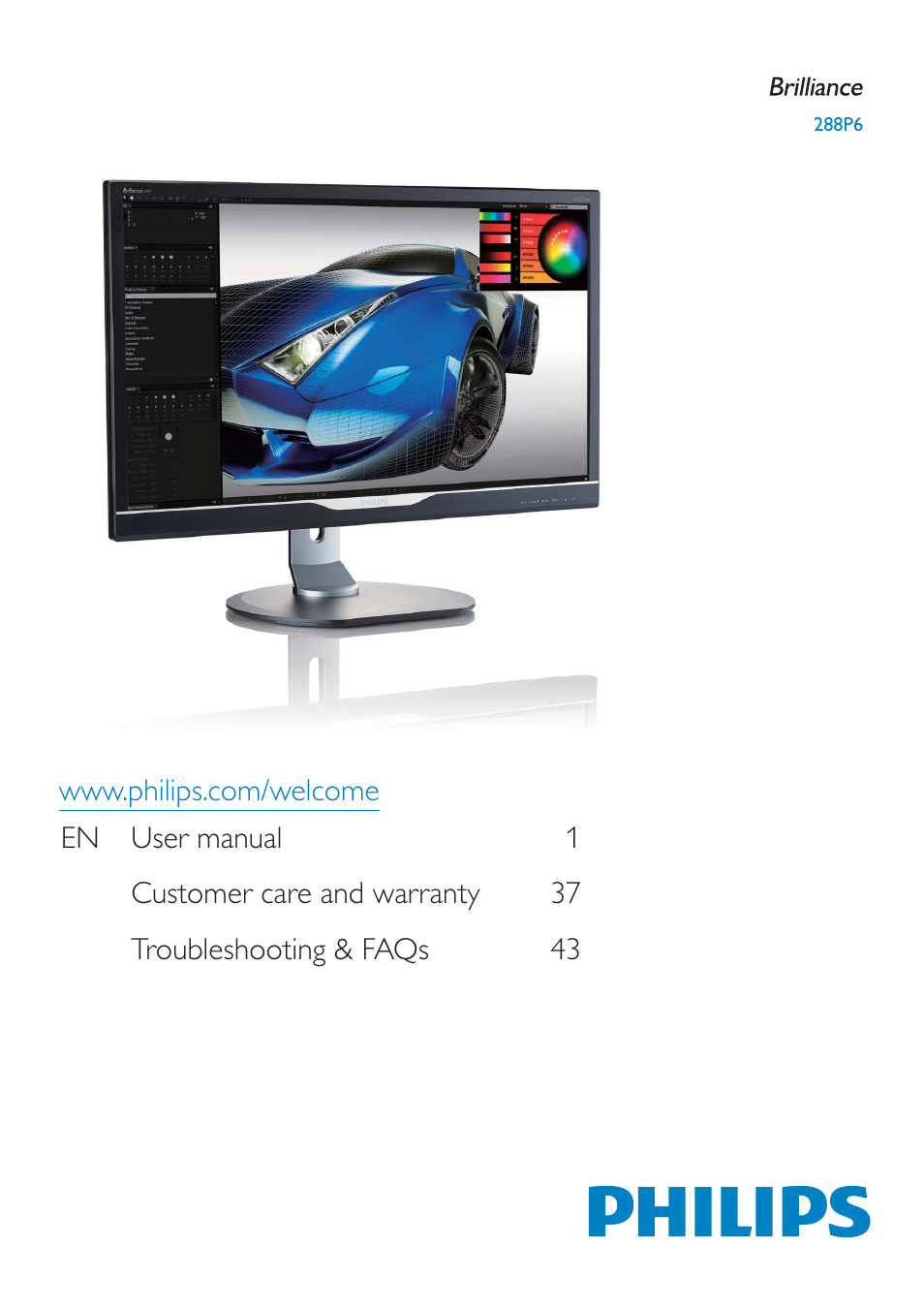 Philips Brilliance 4K Ultra HD LED Backlit Monitor 288P6LJEB P-line 28" - 71.1 cm 4K Ultra HD 3840 x 2160 User Manual | 50 pages