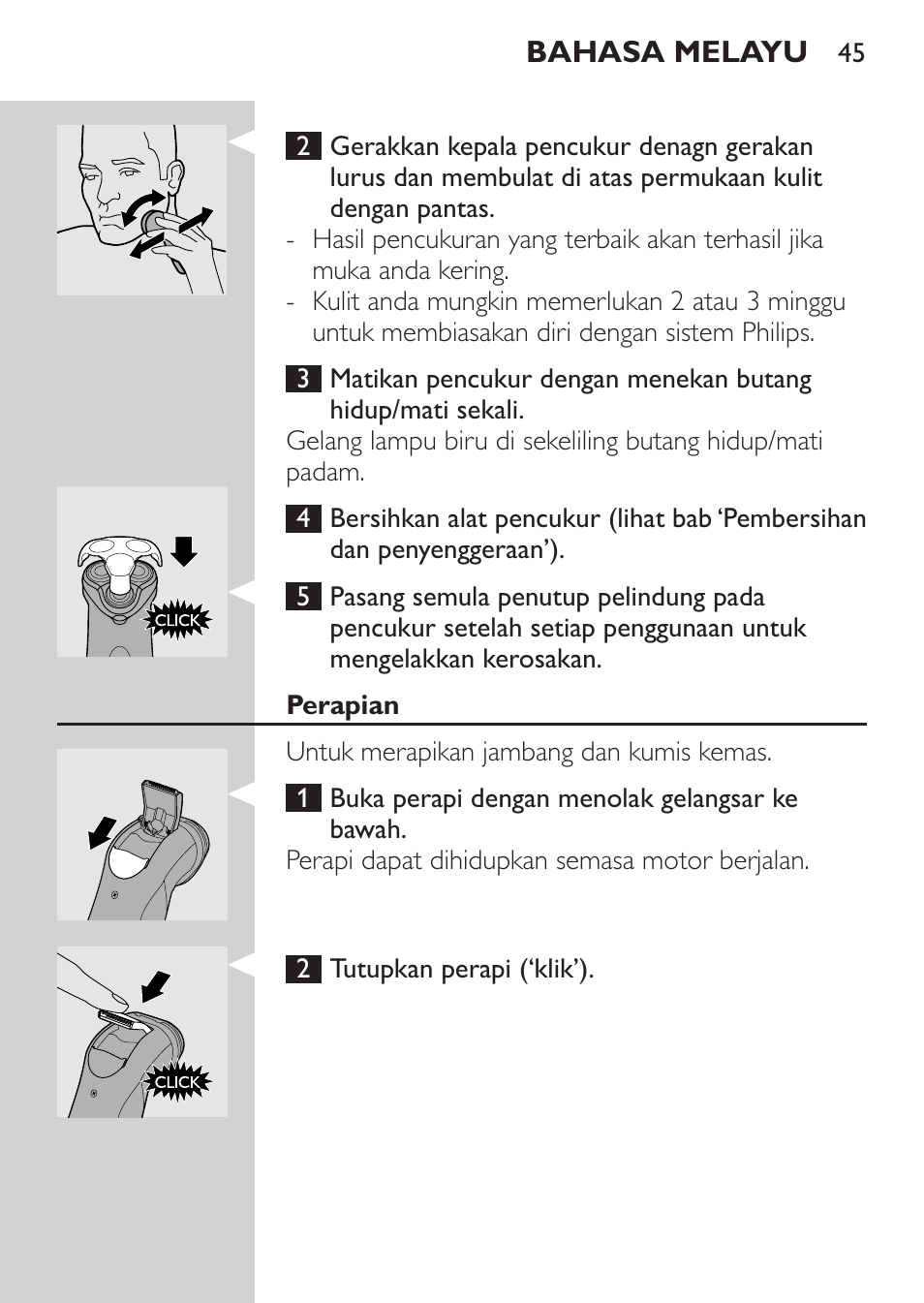 Perapian | Philips HQ8170-43 User Manual | Page 43 / 100