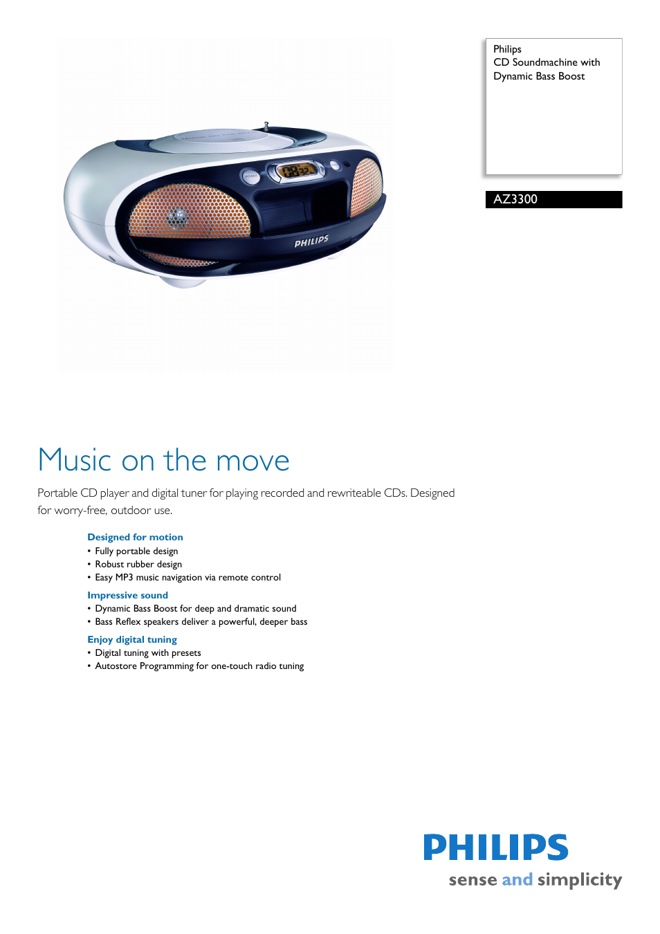 Philips AZ3300-17 User Manual | 2 pages