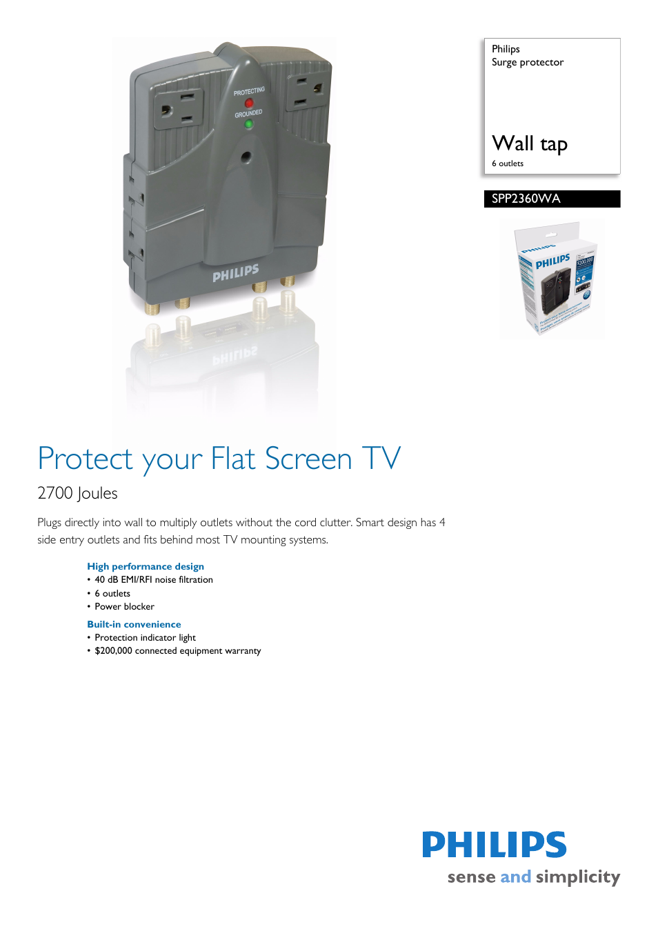 Philips SPP2360WA-37 User Manual | 2 pages