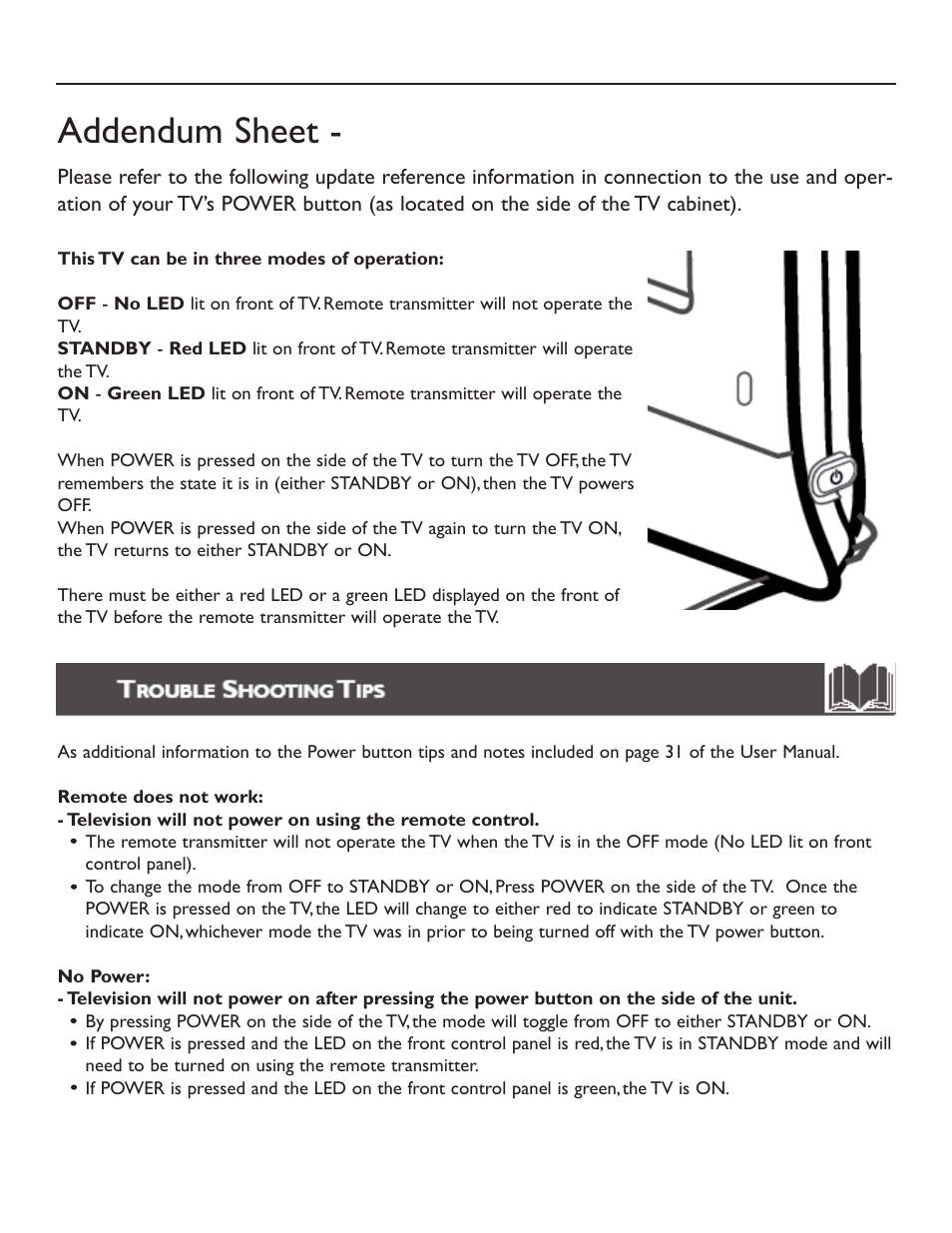 Addendum sheet | Philips 15PF5120-28B User Manual | Page 6 / 36