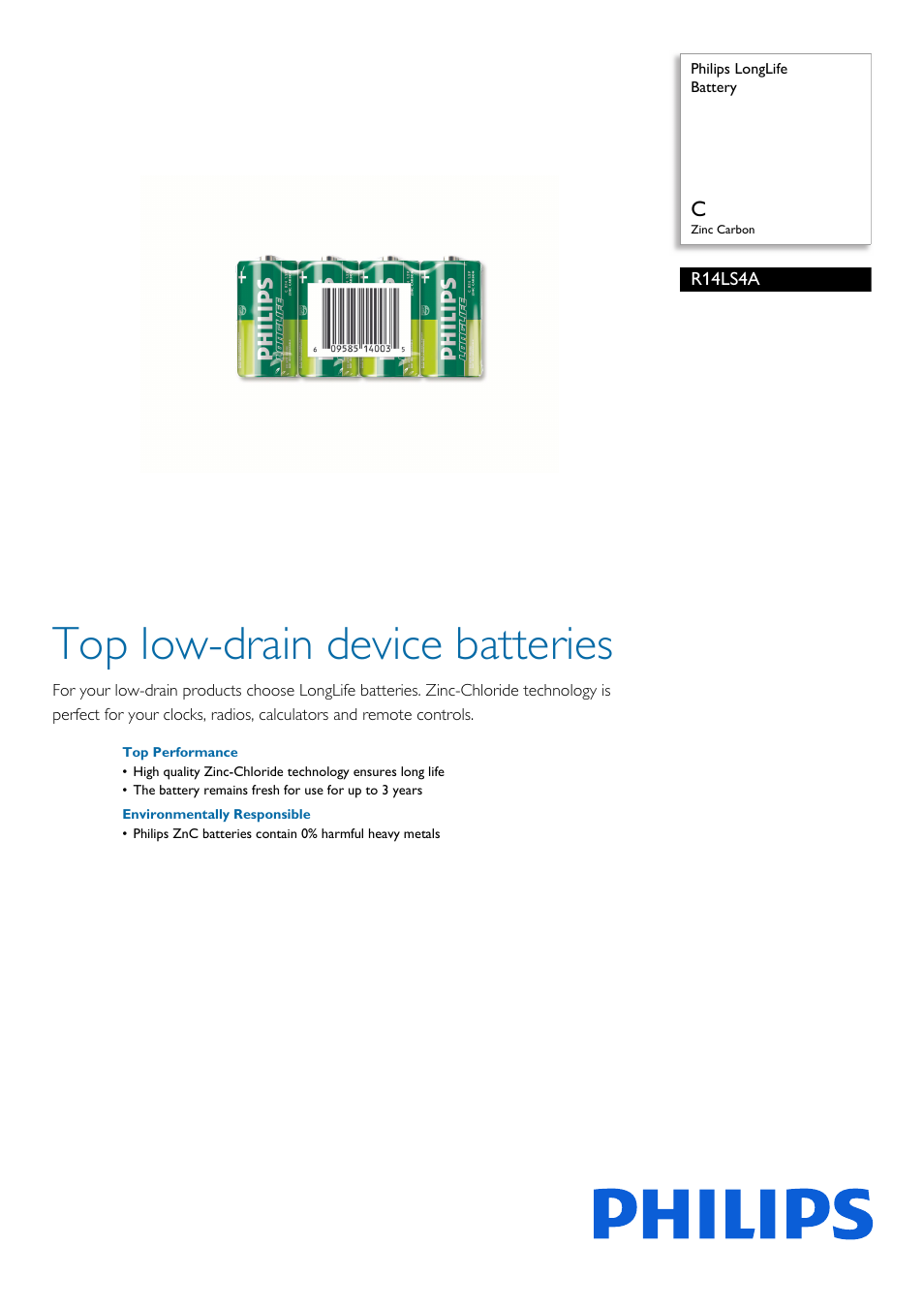 Philips R14LS4A-27 User Manual | 2 pages