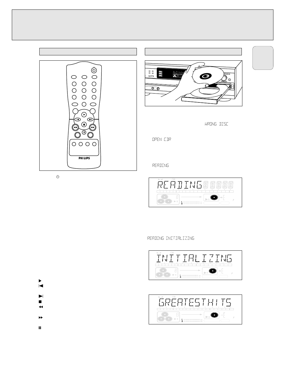 Remote control loading discs, Cd recorder, Remote control commands | English | Philips CDR785BK User Manual | Page 17 / 35