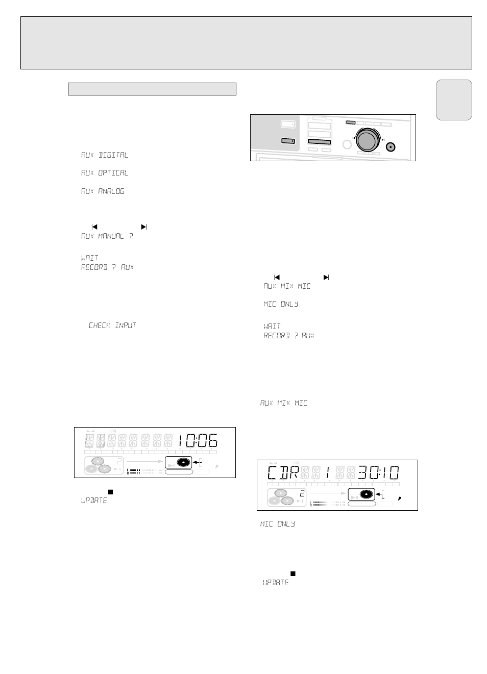 External recording, Manual recording, English | Goes off | Philips CDR785BK User Manual | Page 29 / 35