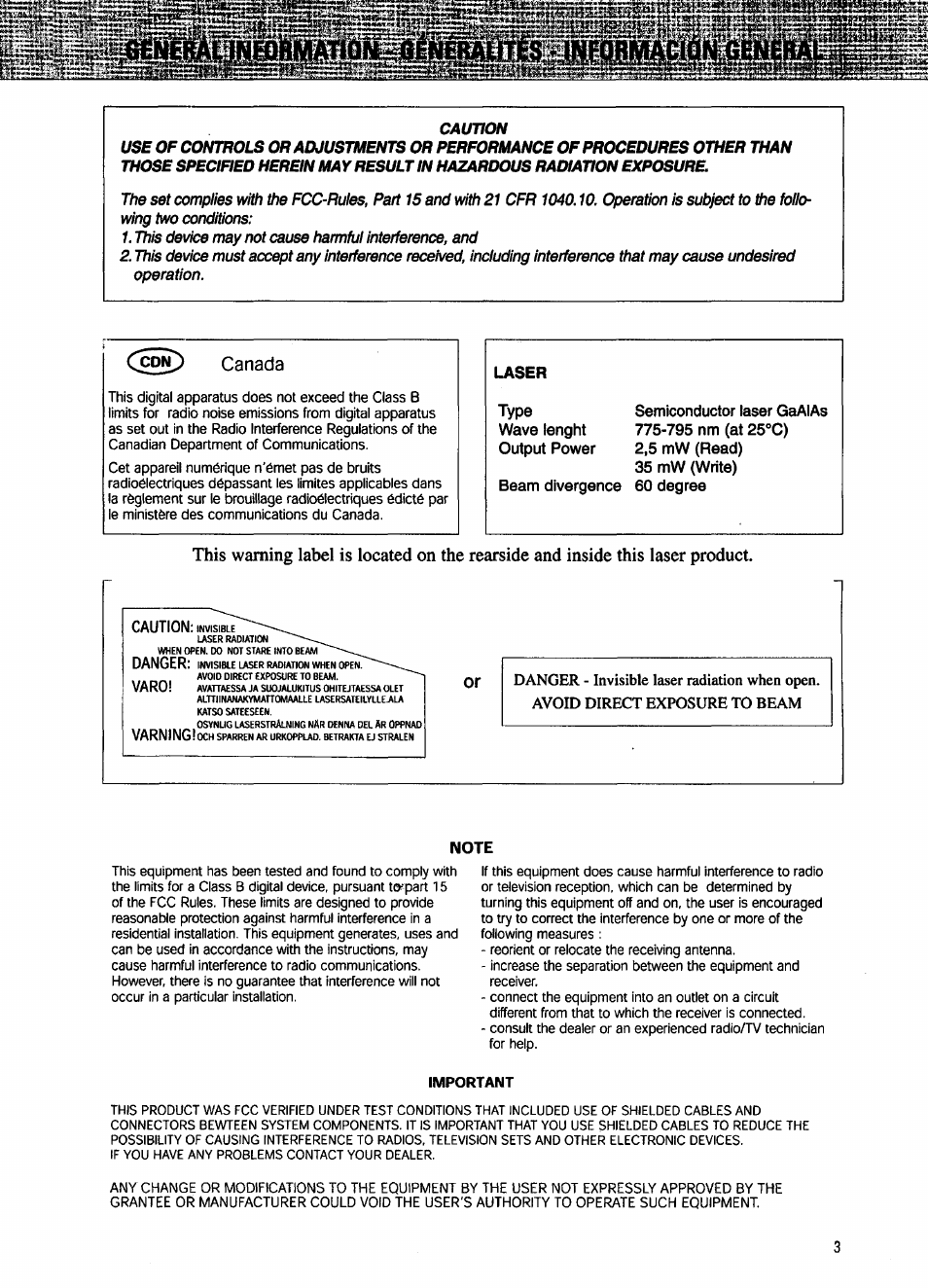 Philips CDR785BK User Manual | Page 3 / 35