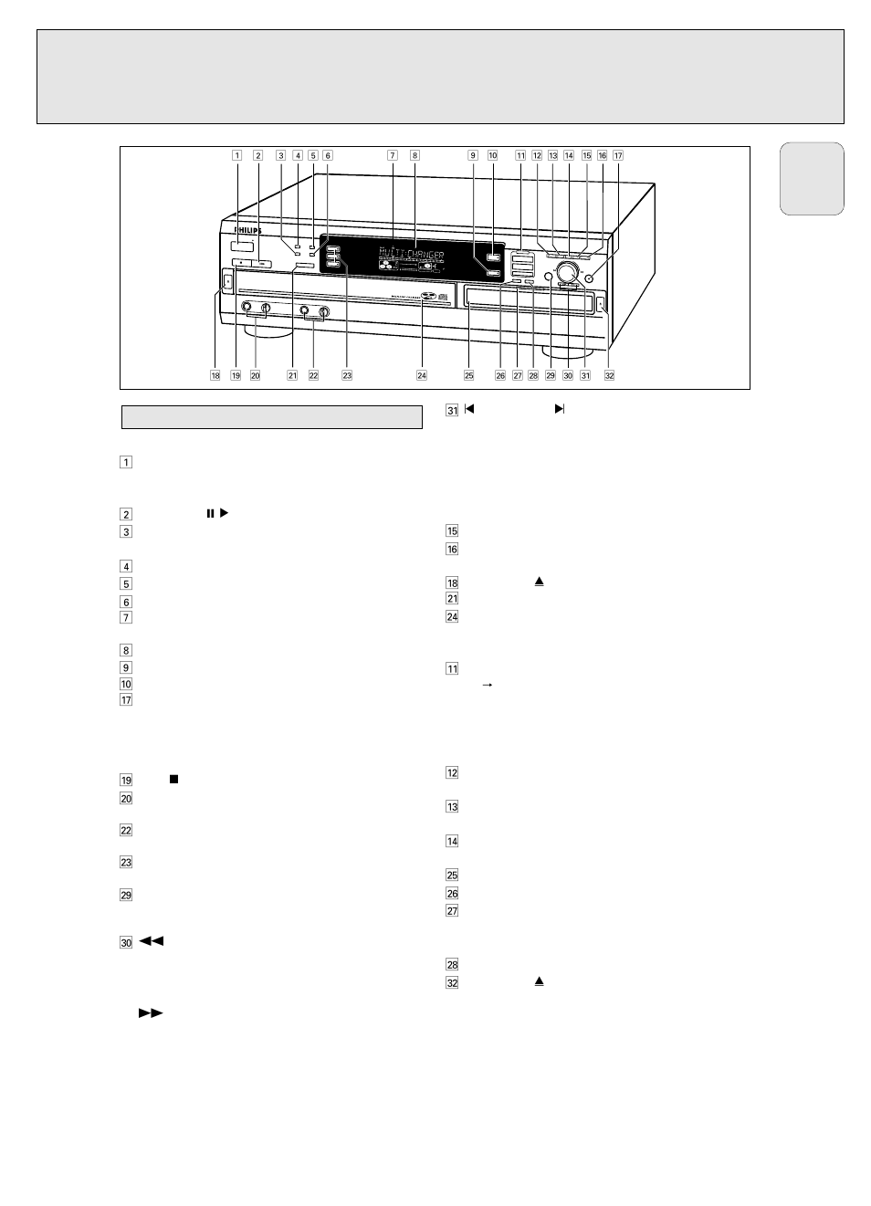 Controls and connections, General, Cd changer | Cd recorder, Controls on the front, English | Philips CDR785BK User Manual | Page 9 / 35