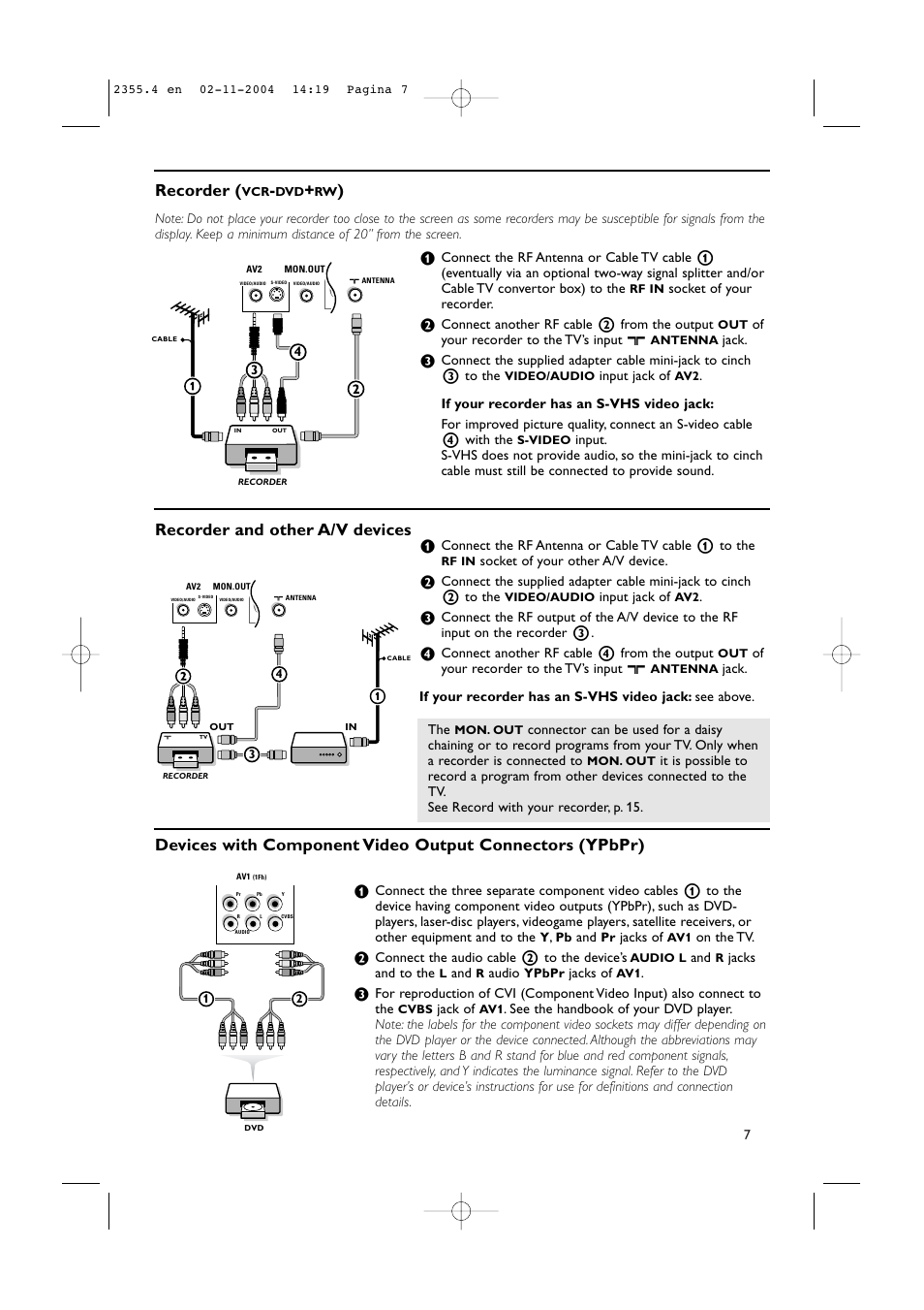 Recorder, Recorder and other a/v devices | Philips 37PF9936-37 User Manual | Page 11 / 64