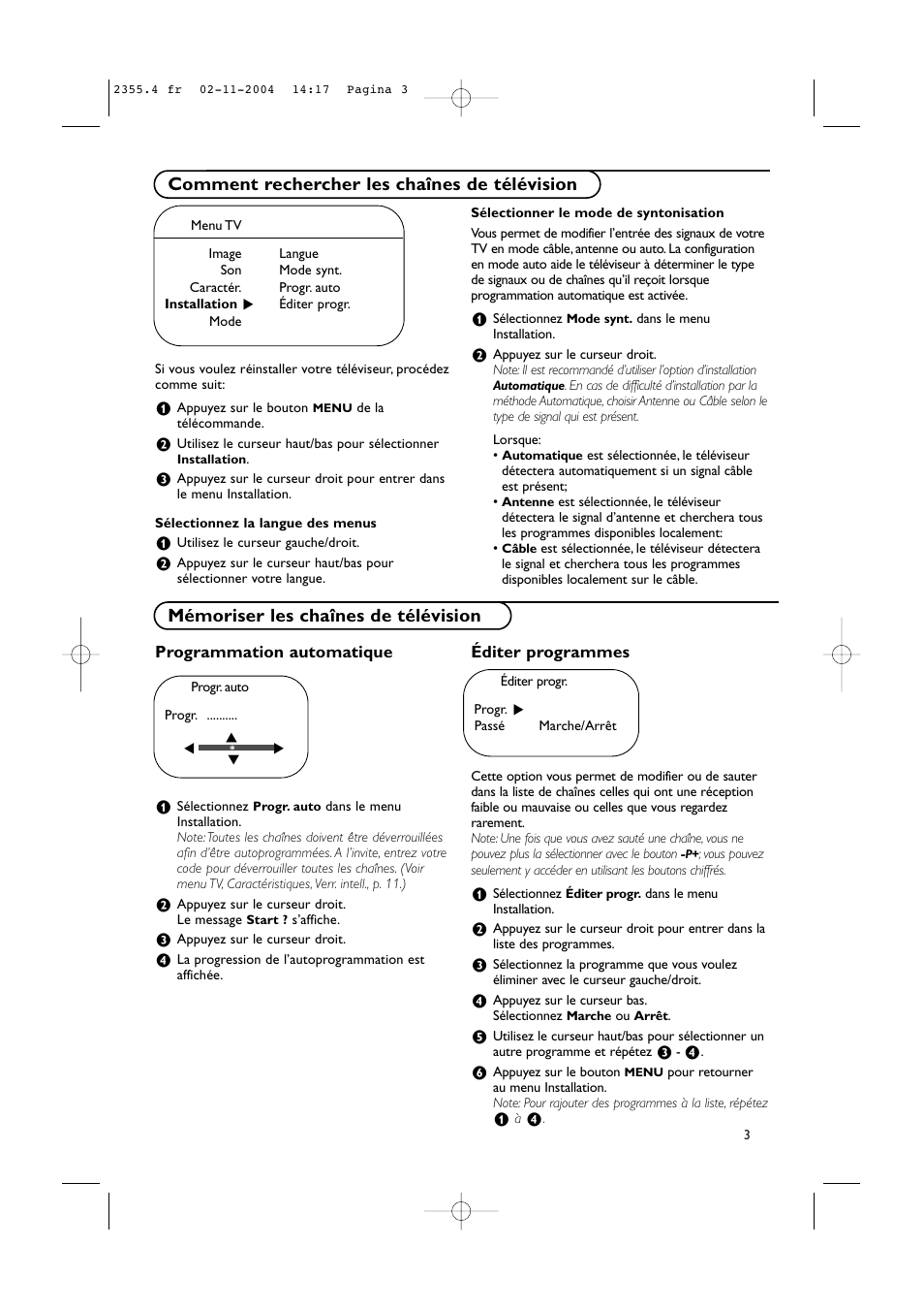 Comment rechercher les chaînes de télévision, Mémoriser les chaînes de télévision | Philips 37PF9936-37 User Manual | Page 27 / 64