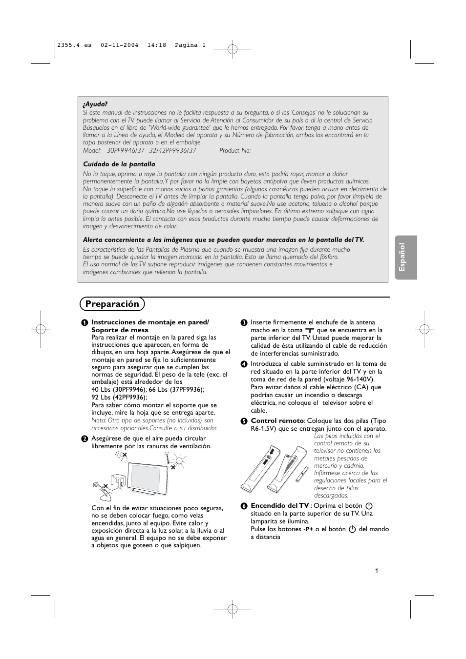 Preparación | Philips 37PF9936-37 User Manual | Page 45 / 64