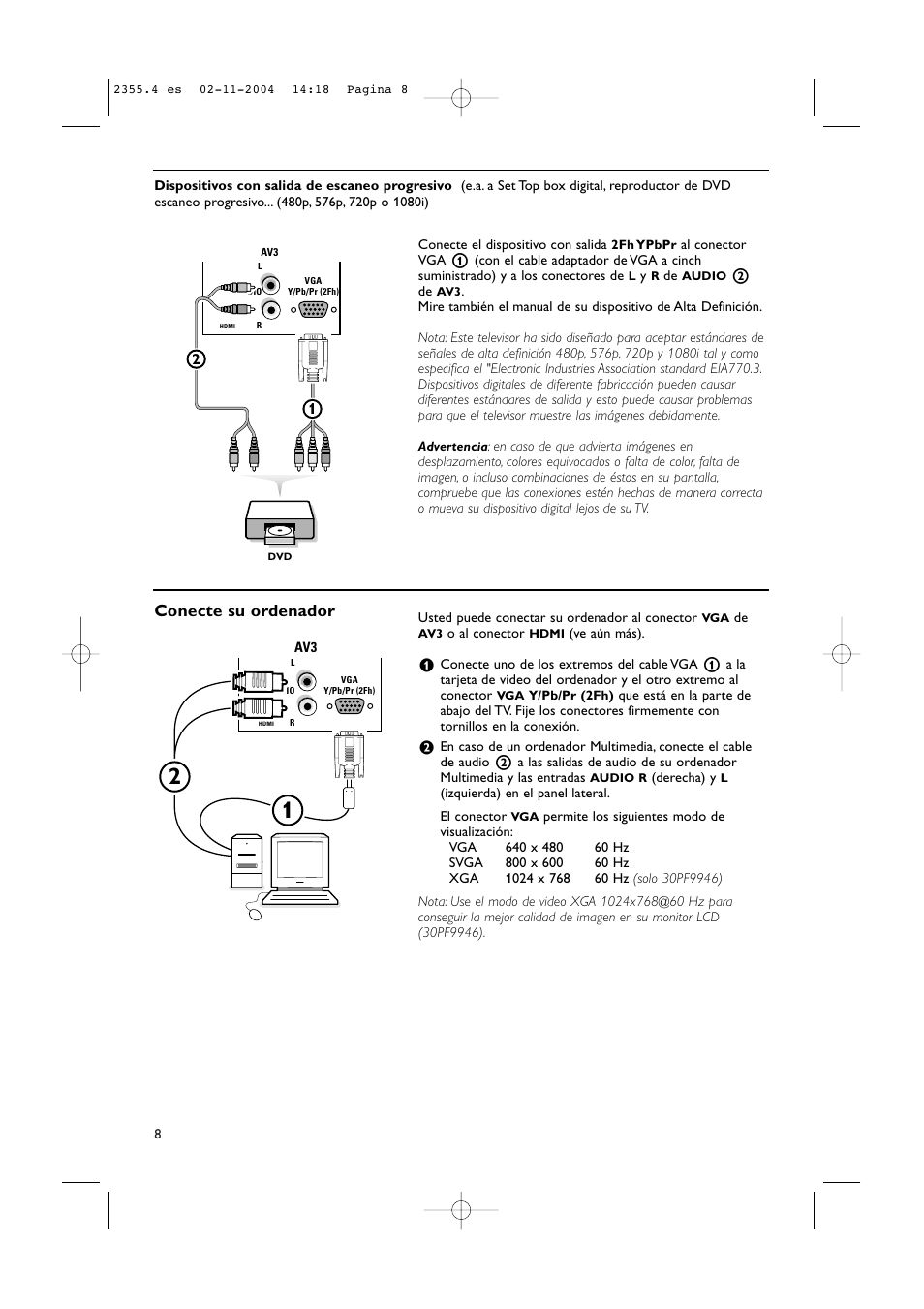 Conecte su ordenador | Philips 37PF9936-37 User Manual | Page 52 / 64