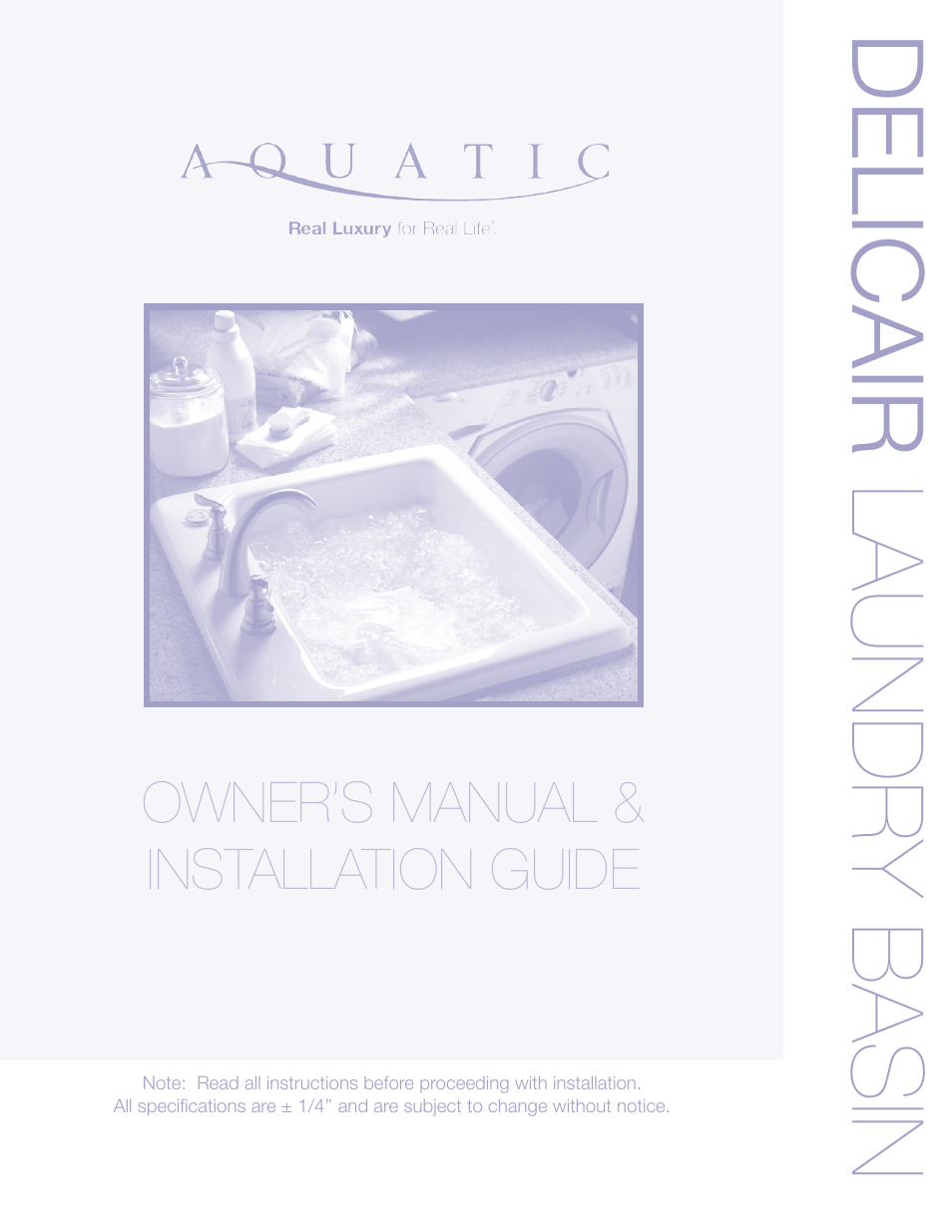 Aquatic Delicair Laundry Basin User Manual | 16 pages