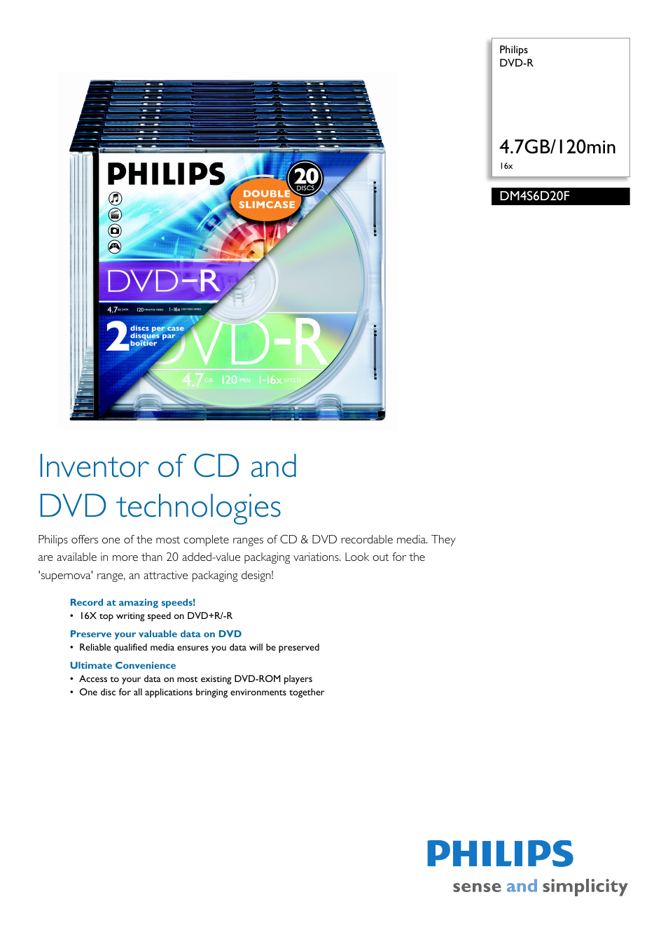 Philips DM4S6D20F-17 User Manual | 2 pages