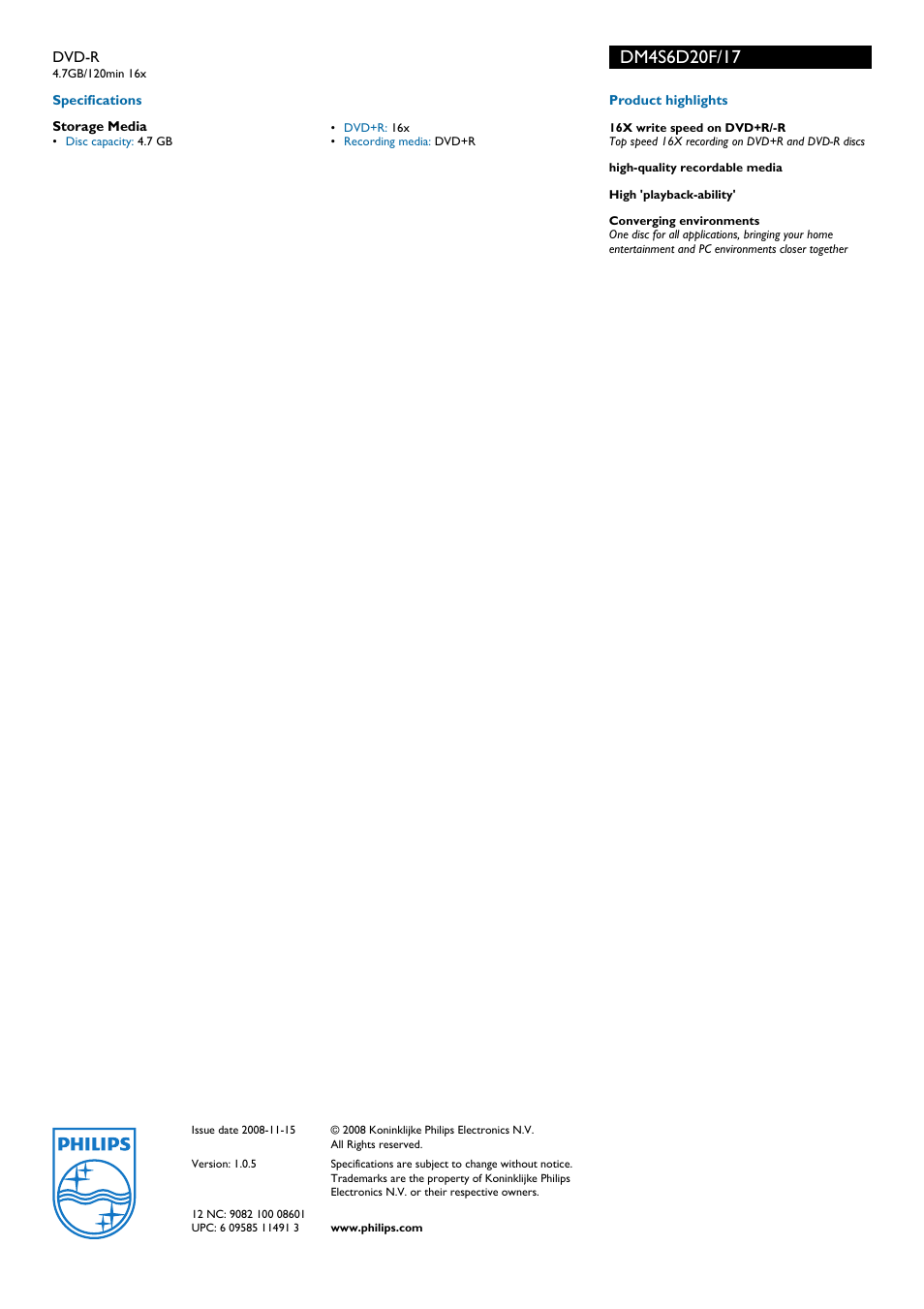 Philips DM4S6D20F-17 User Manual | Page 2 / 2