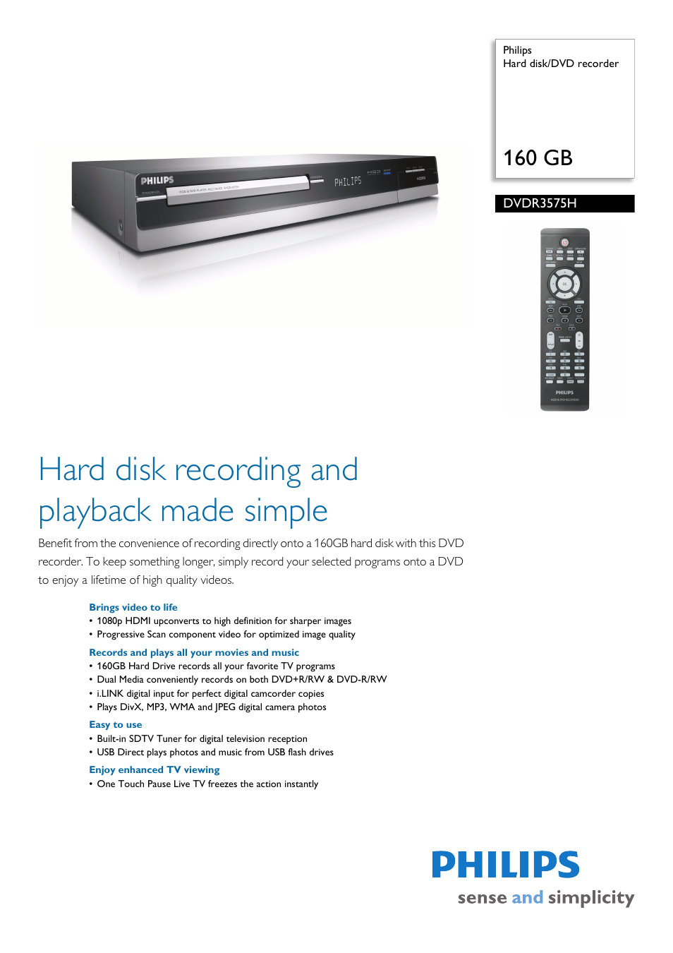 Philips DVDR3575H-37B User Manual | 3 pages
