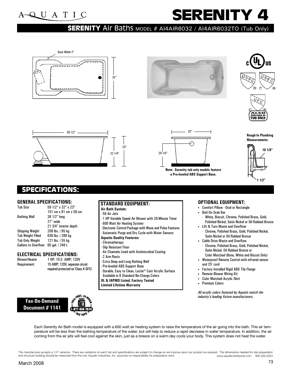 Aquatic AI4AIR6032 User Manual | 1 page