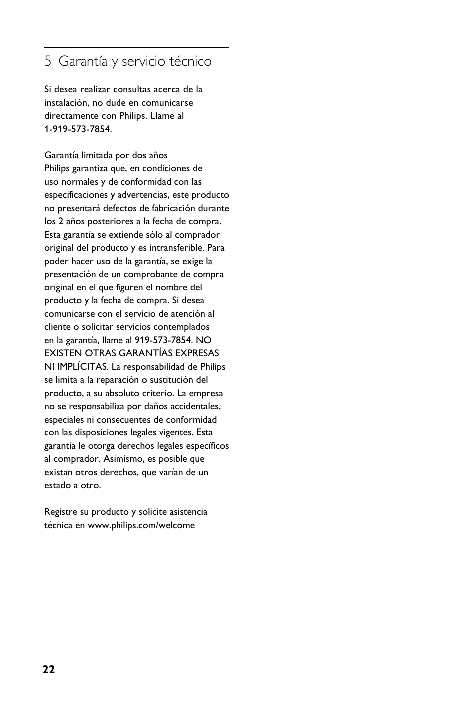 5 garantía y servicio técnico | Philips SQM4712-27 User Manual | Page 22 / 24