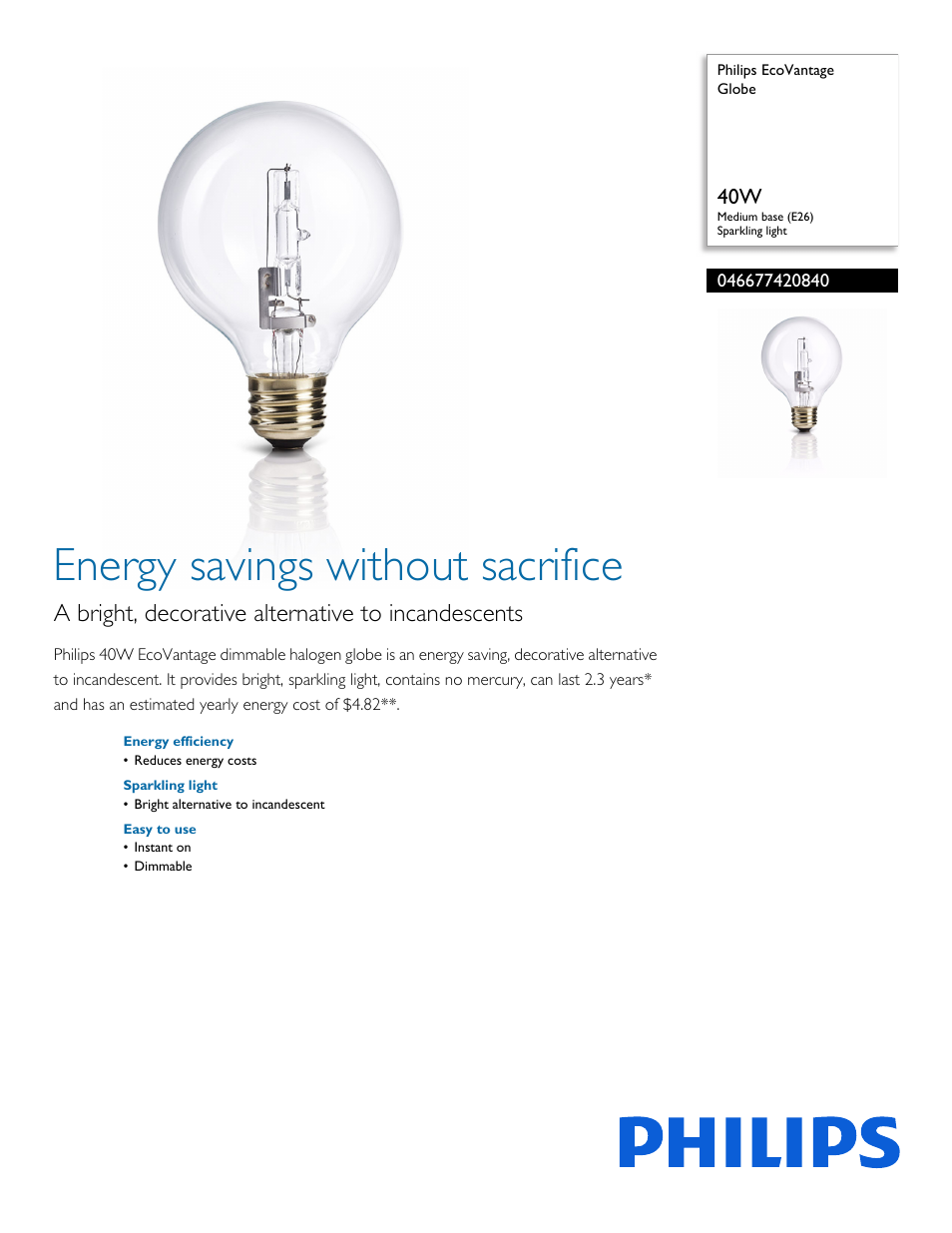 Philips 046677420840 User Manual | 2 pages