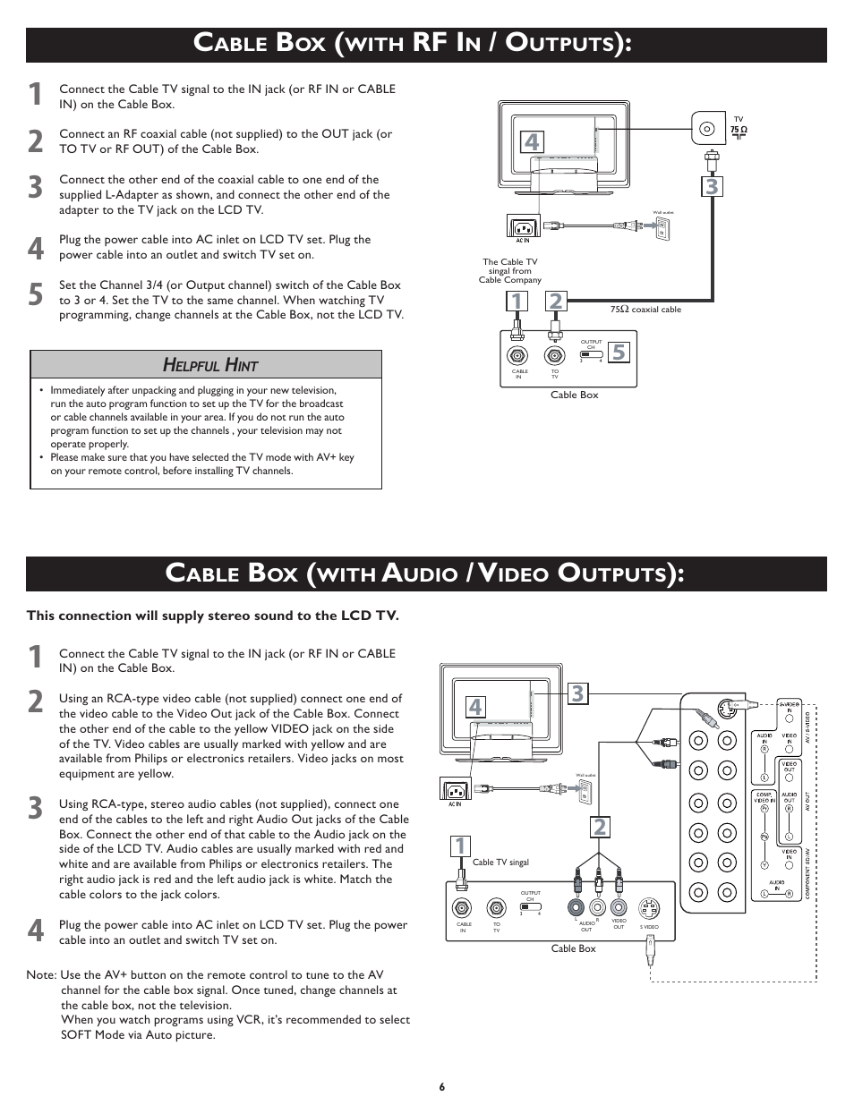 Rf i, Able, With | Utputs, Udio, Ideo | Philips 23PF5320-28 User Manual | Page 6 / 10