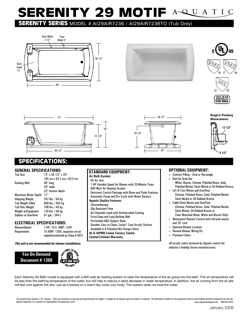 Aquatic AI29AIR7236 User Manual | 1 page