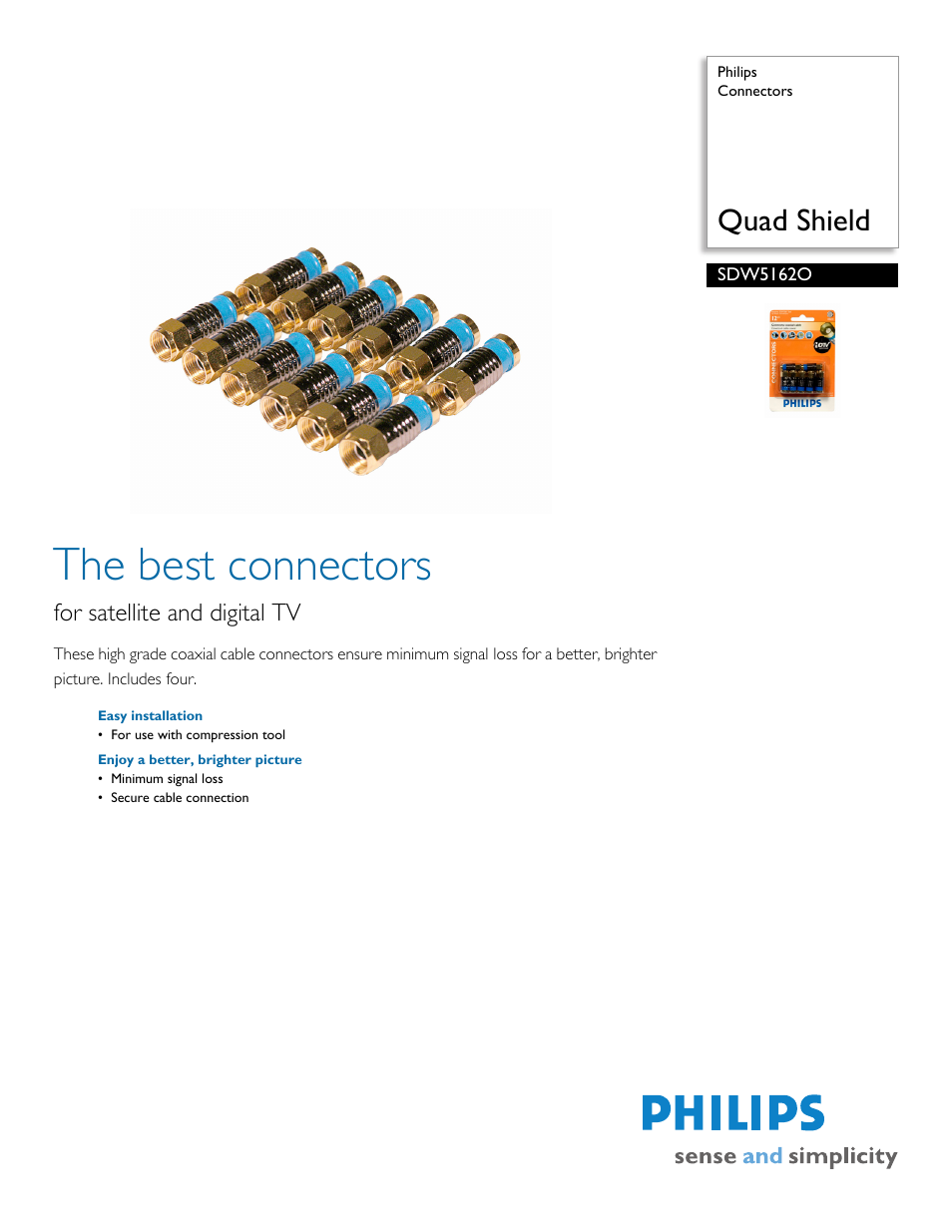 Philips Connectors SDW5162O Quad Shield User Manual | 2 pages