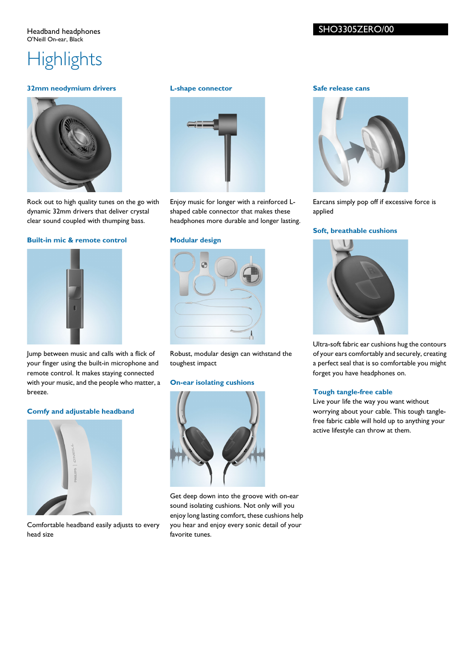 Highlights | Philips SHO3305ZERO-00 User Manual | Page 2 / 3