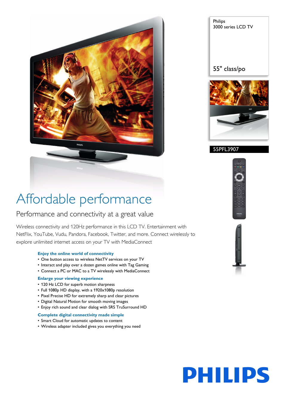 Philips 3000 series LCD TV 55PFL3907 55" class-po User Manual | 3 pages