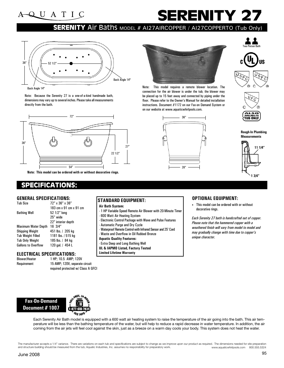 Aquatic AI27COPPERTO User Manual | 1 page