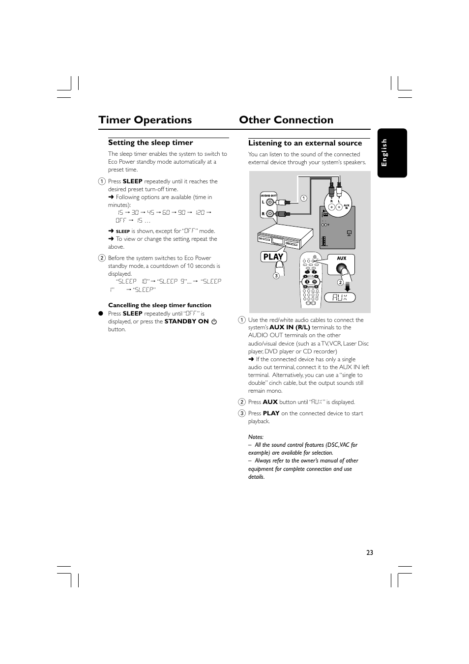 Timer operations other connection | Philips FWM587-37 User Manual | Page 23 / 26