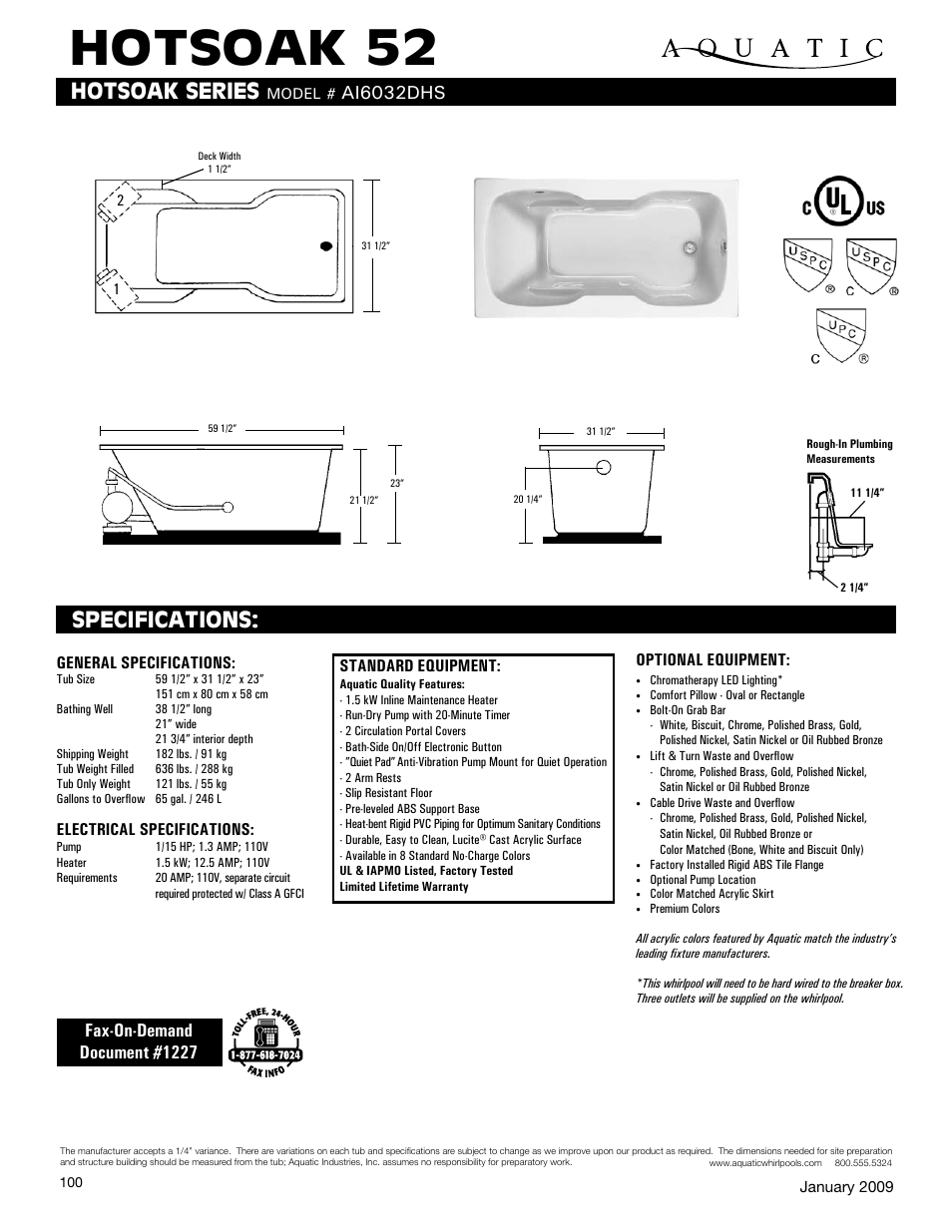 Aquatic AI6032DHS User Manual | 1 page