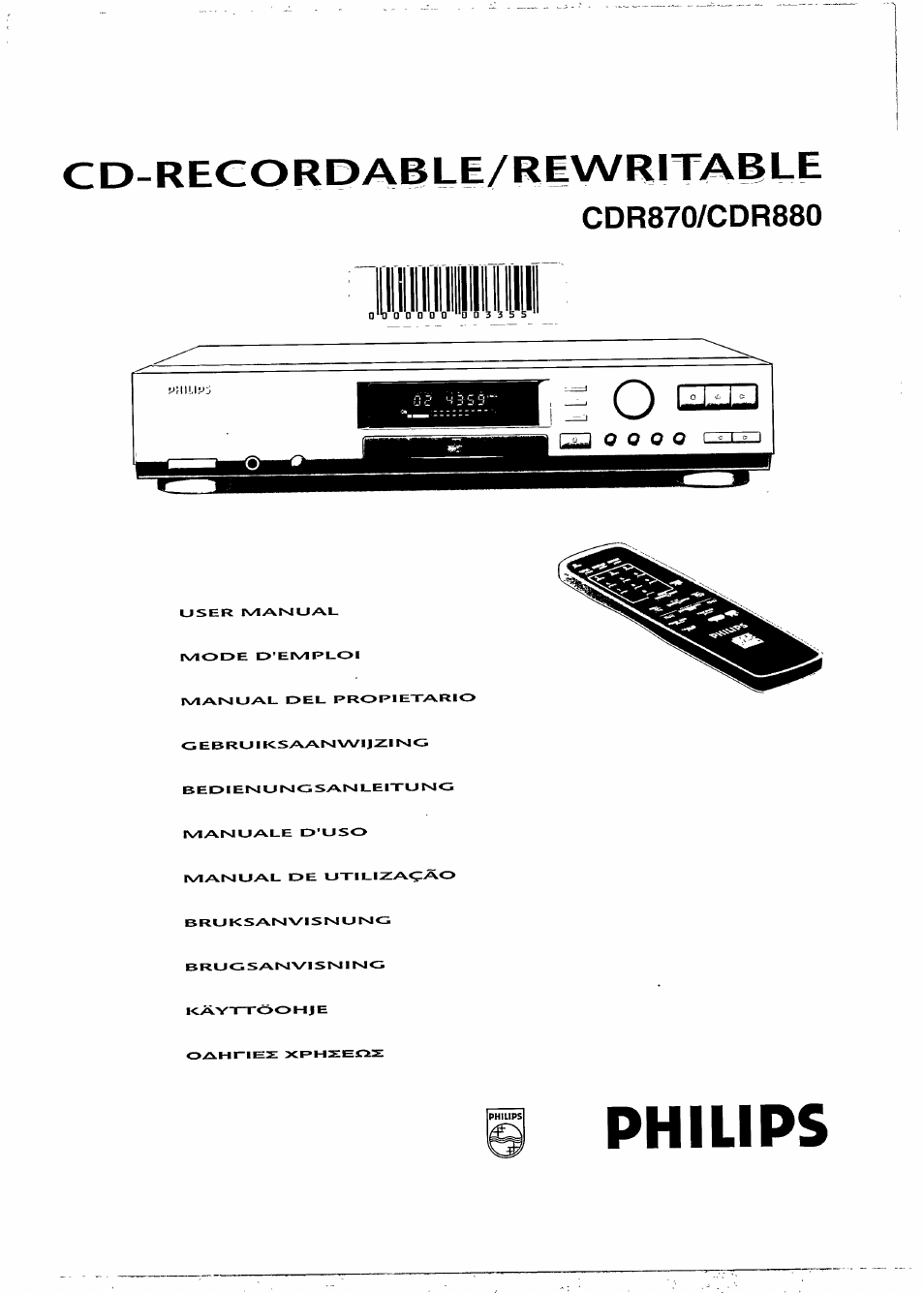 Philips CDR880BK User Manual | 19 pages