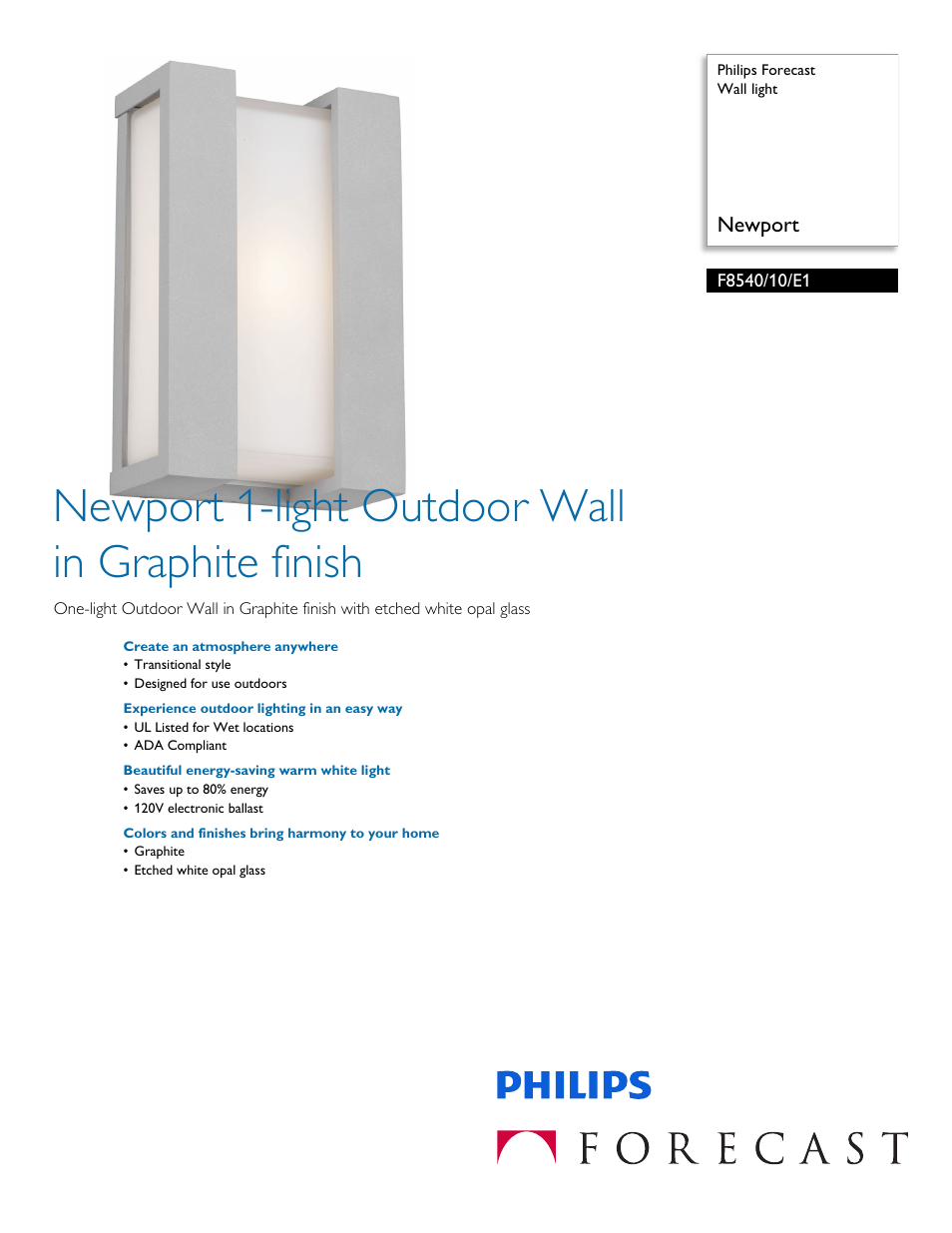 Philips F854010E1 User Manual | 2 pages