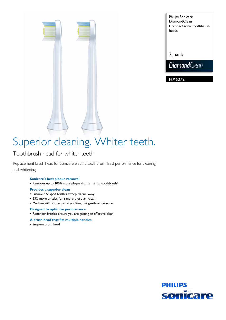 Philips HX6072-05 User Manual | 2 pages