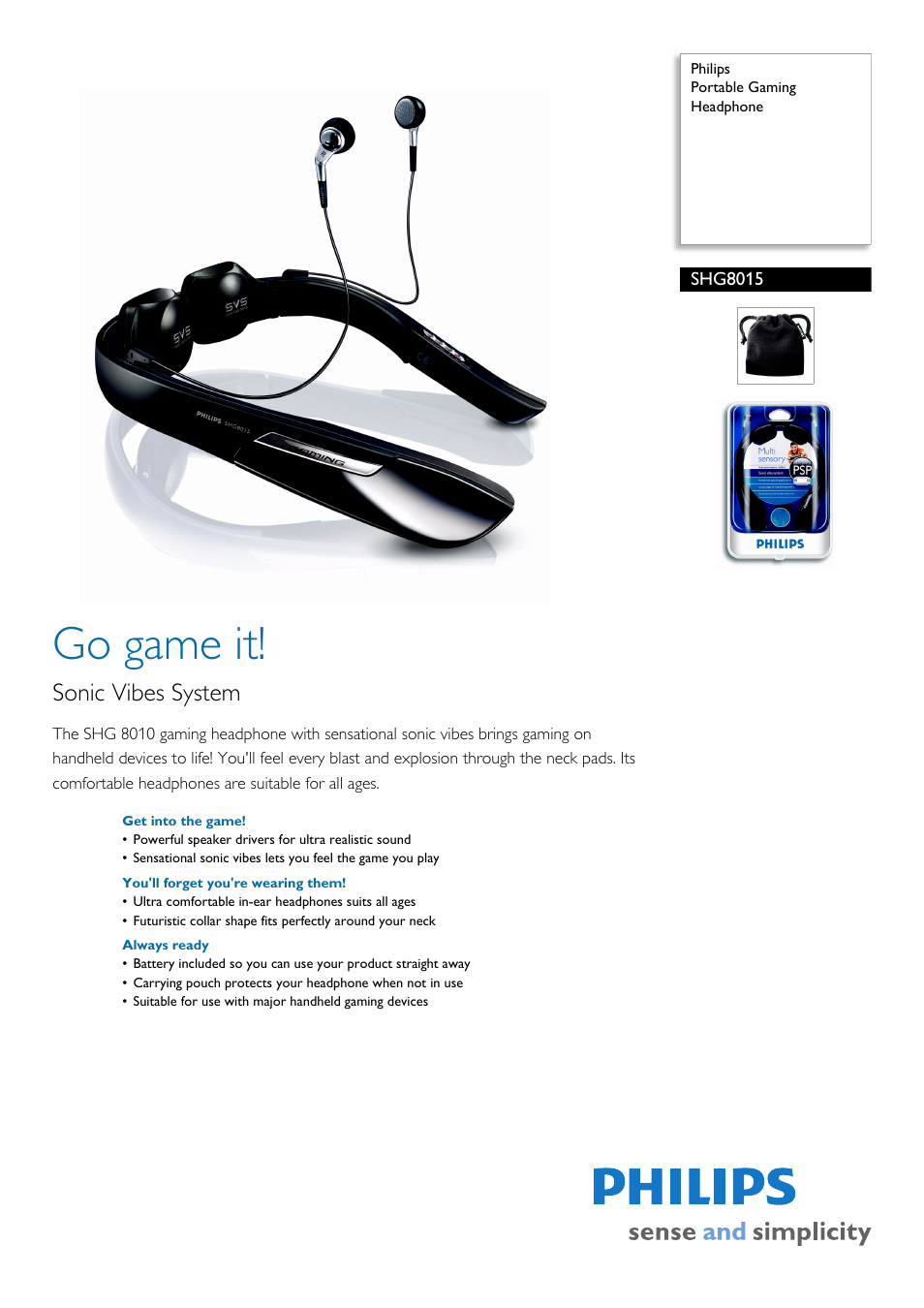 Philips SHG8015-27 User Manual | 2 pages