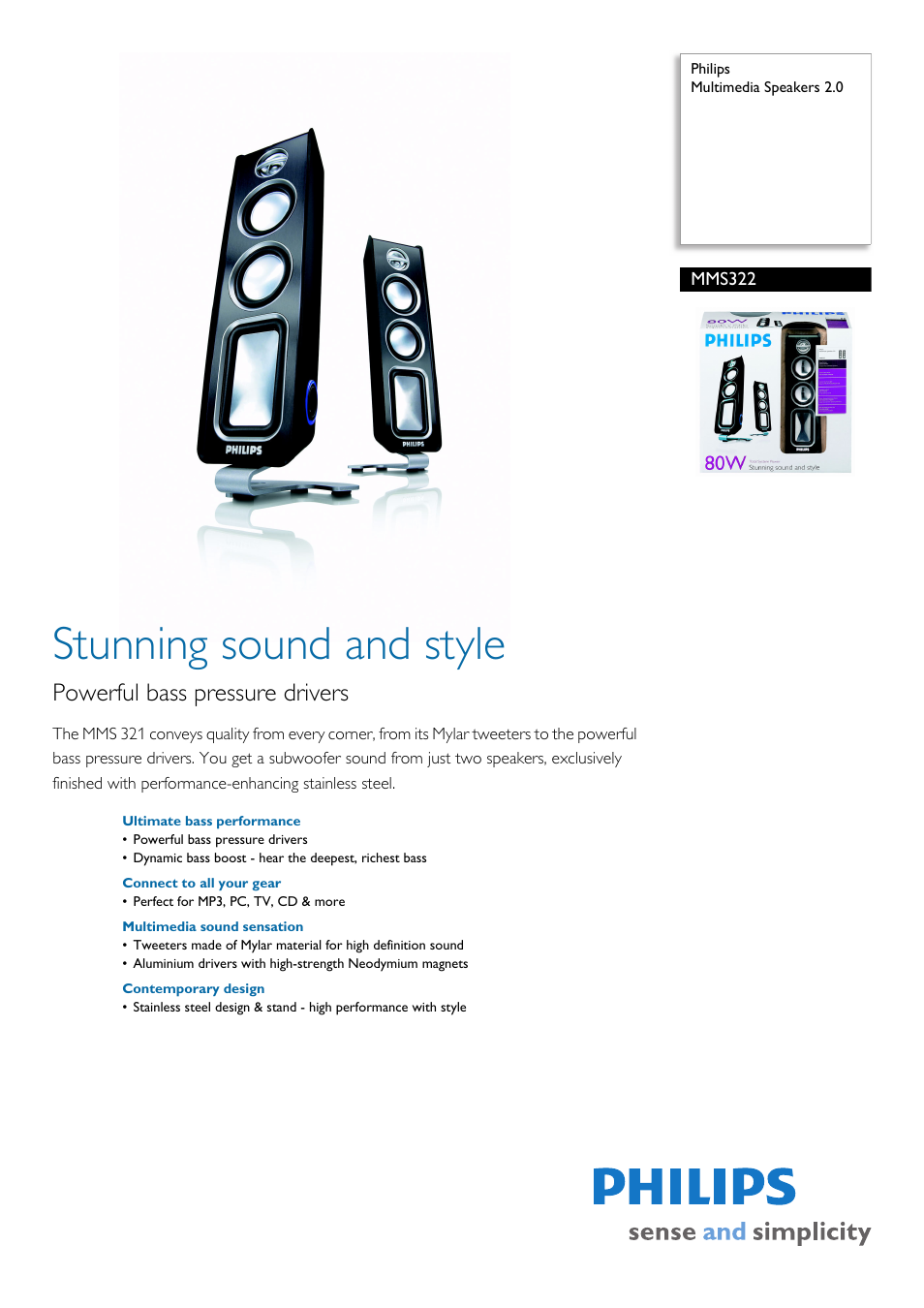 Philips MMS322-27 User Manual | 2 pages