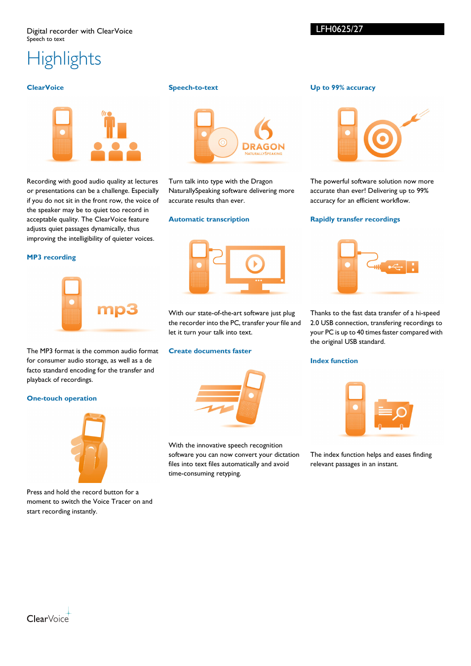 Highlights | Philips LFH0625-27 User Manual | Page 2 / 3