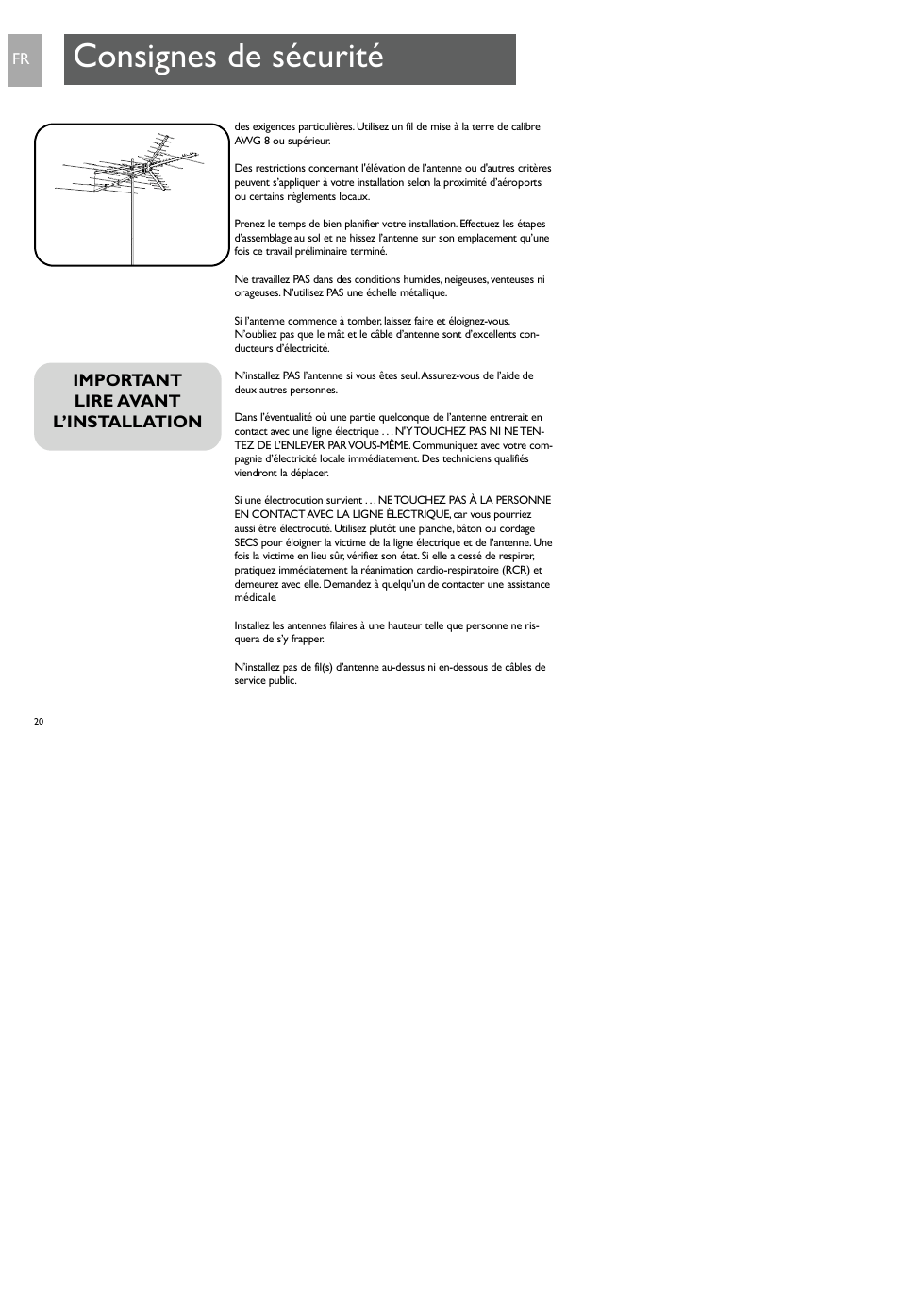 Consignes de sécurité | Philips SDV7700K-17 User Manual | Page 20 / 28