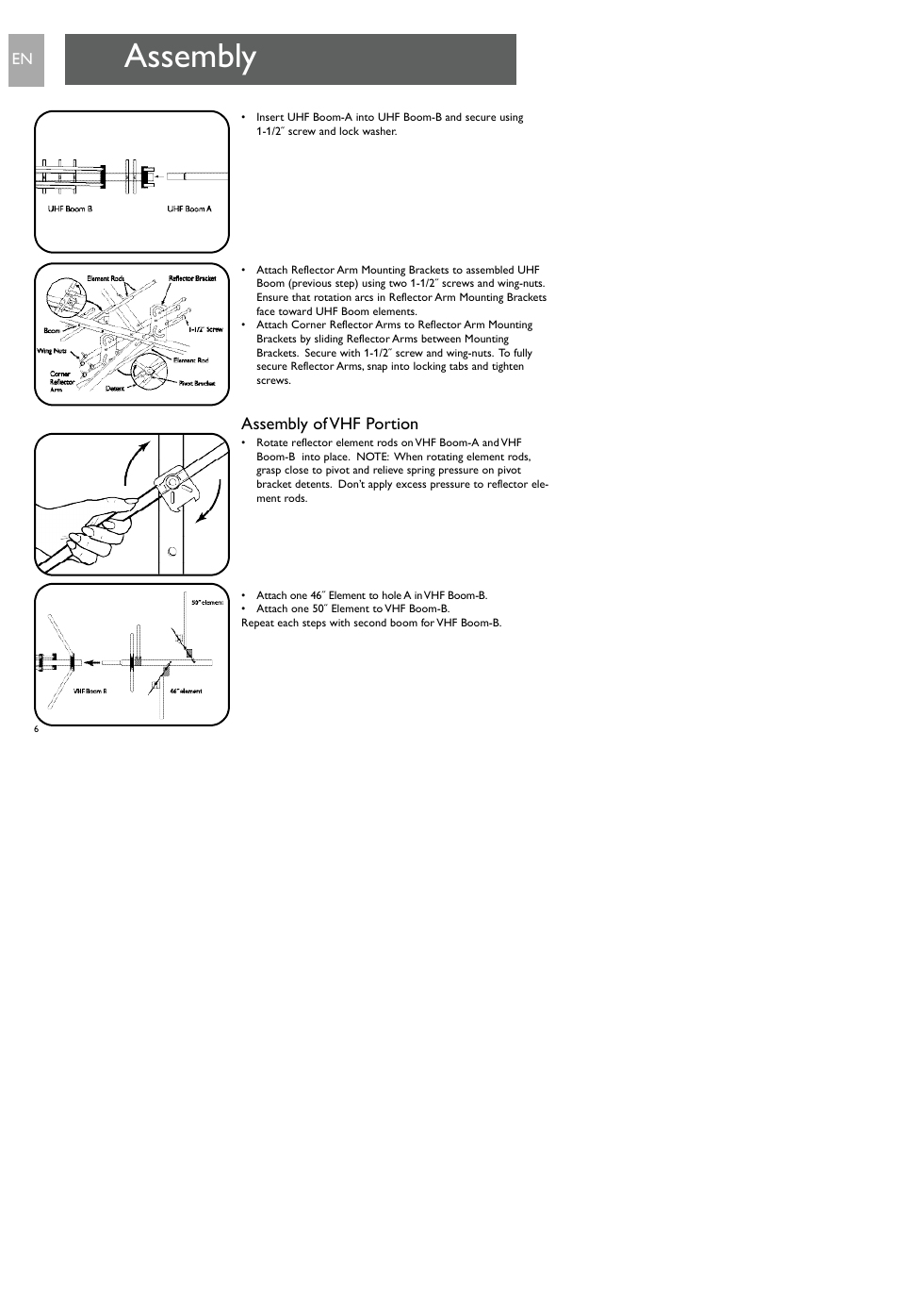 Assembly, Assembly of vhf portion | Philips SDV7700K-17 User Manual | Page 6 / 28