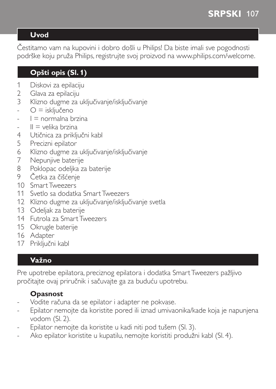 Srpski | Philips HP6540-00 User Manual | Page 107 / 128